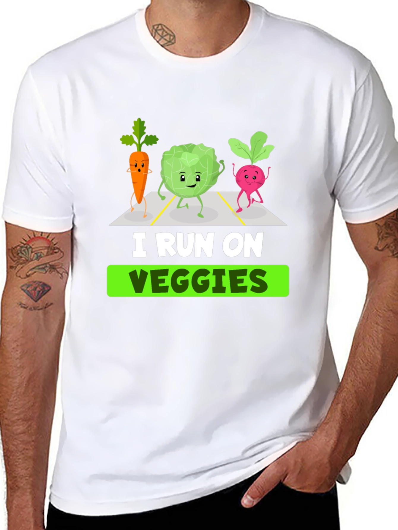 I Run On Veggies T-Shirt - Funny Vegan Tee