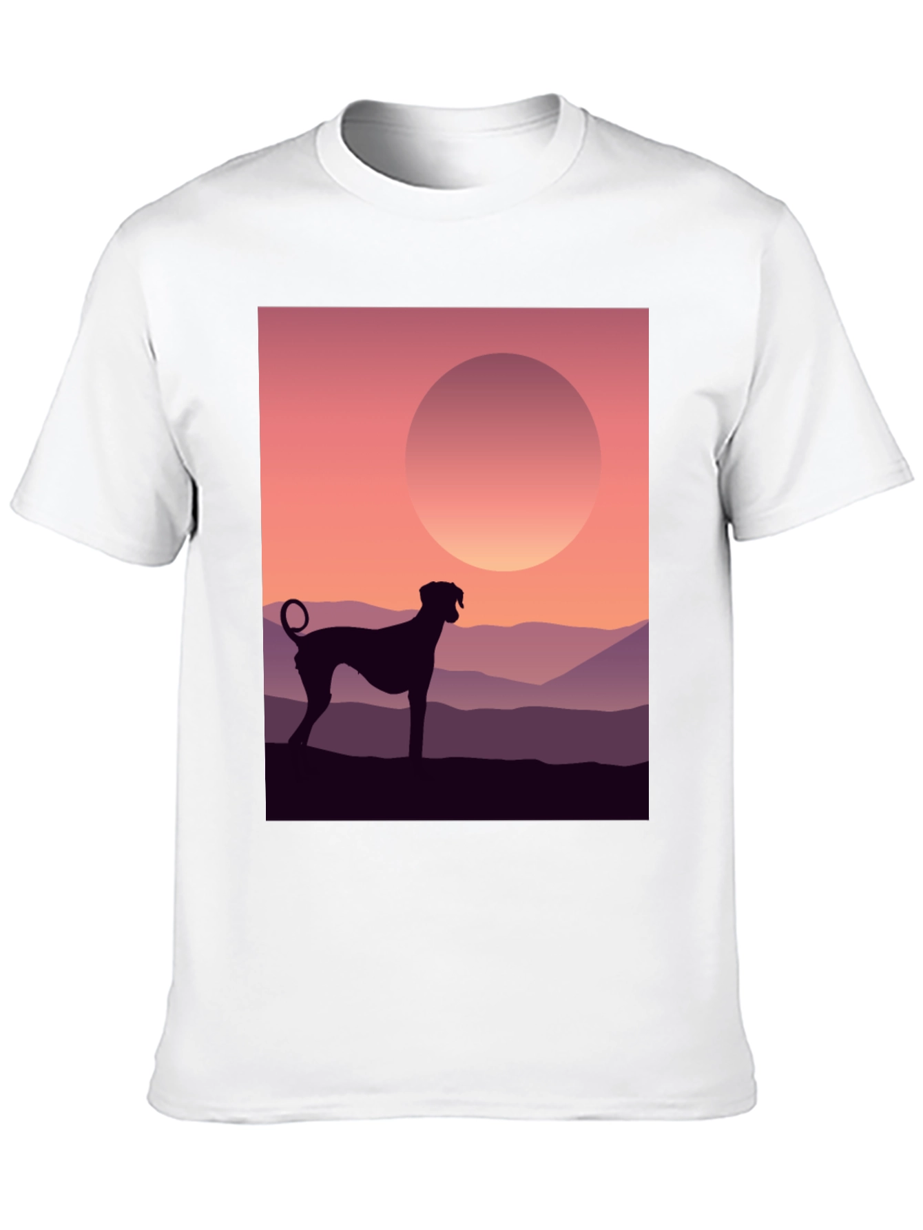 Dog Silhouette T-Shirt - Sunrise Design