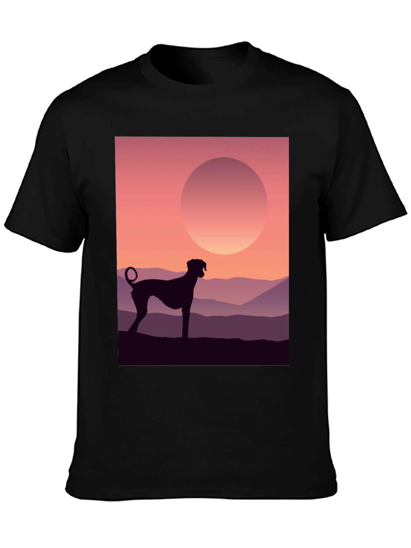 Dog Silhouette T-Shirt - Sunrise Design