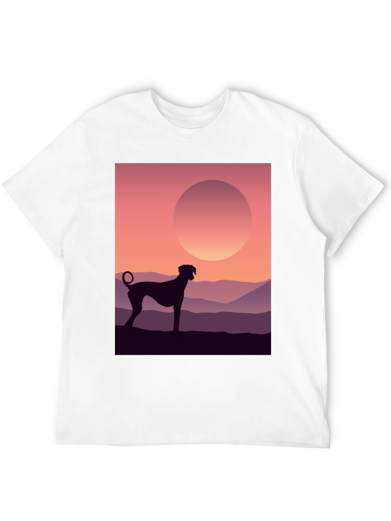 Dog Silhouette T-Shirt - Sunrise Design