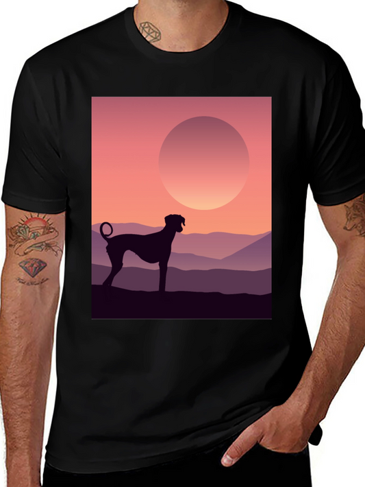 Dog Silhouette T-Shirt - Sunrise Design