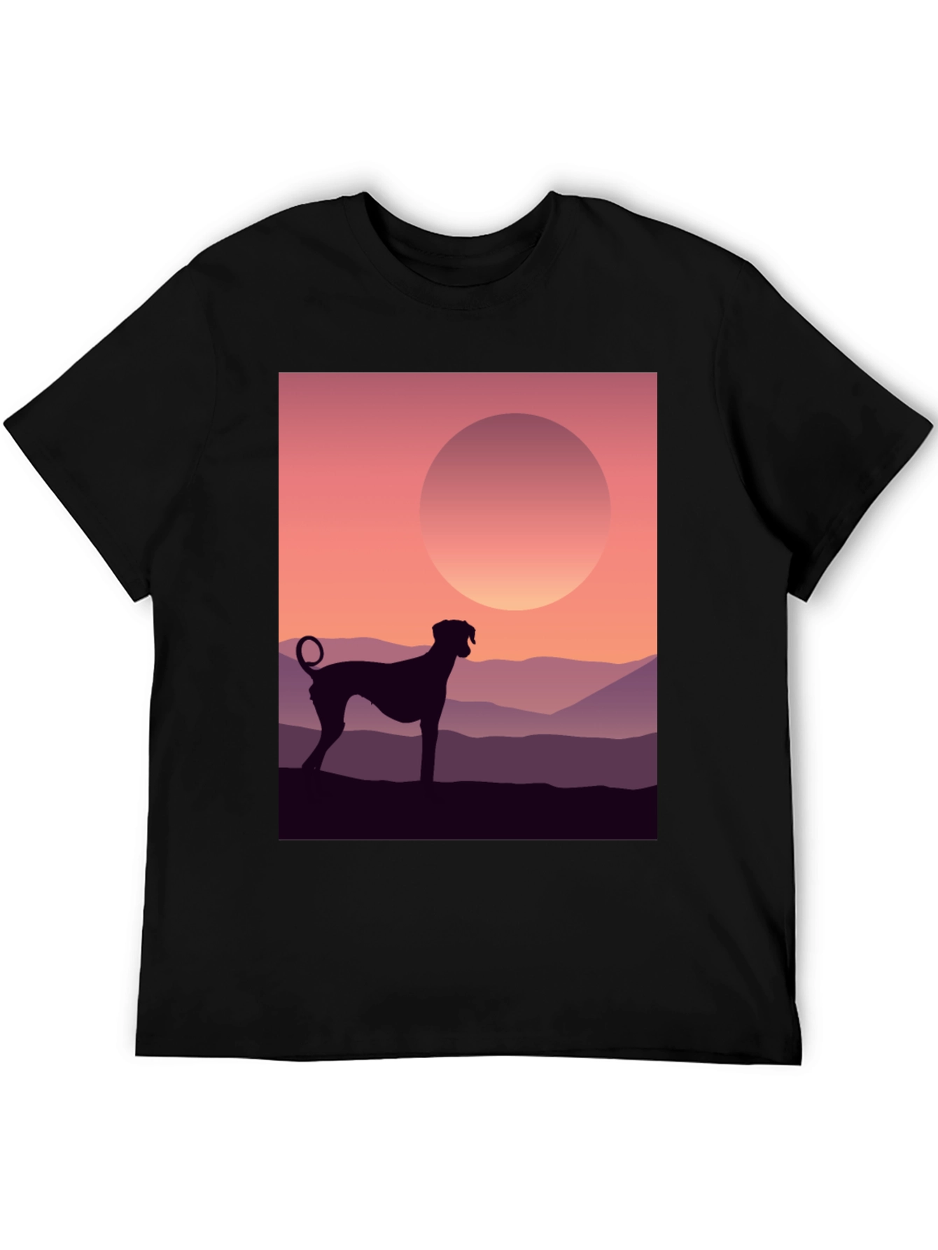 Dog Silhouette T-Shirt - Sunrise Design