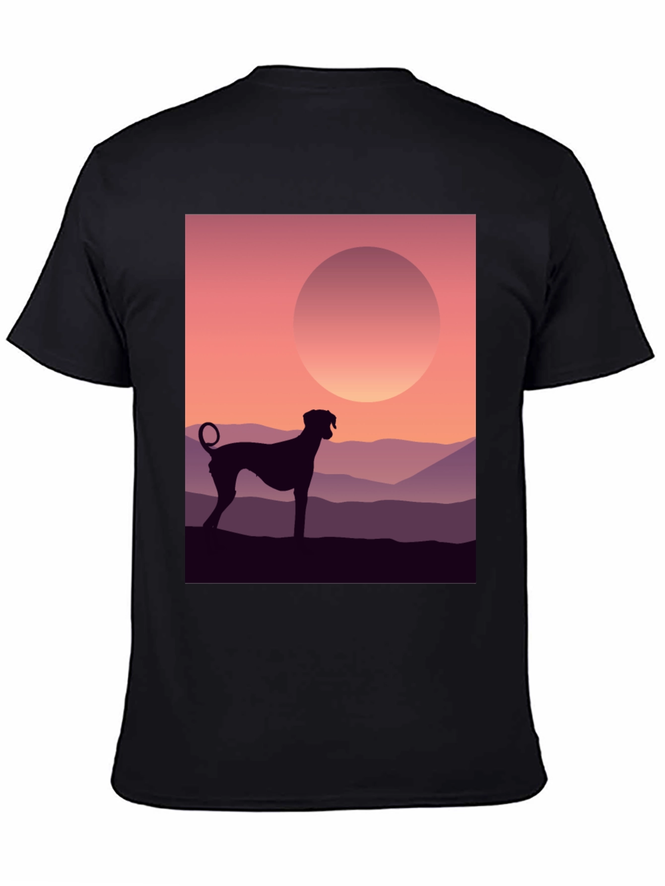 Dog Silhouette T-Shirt - Sunrise Design