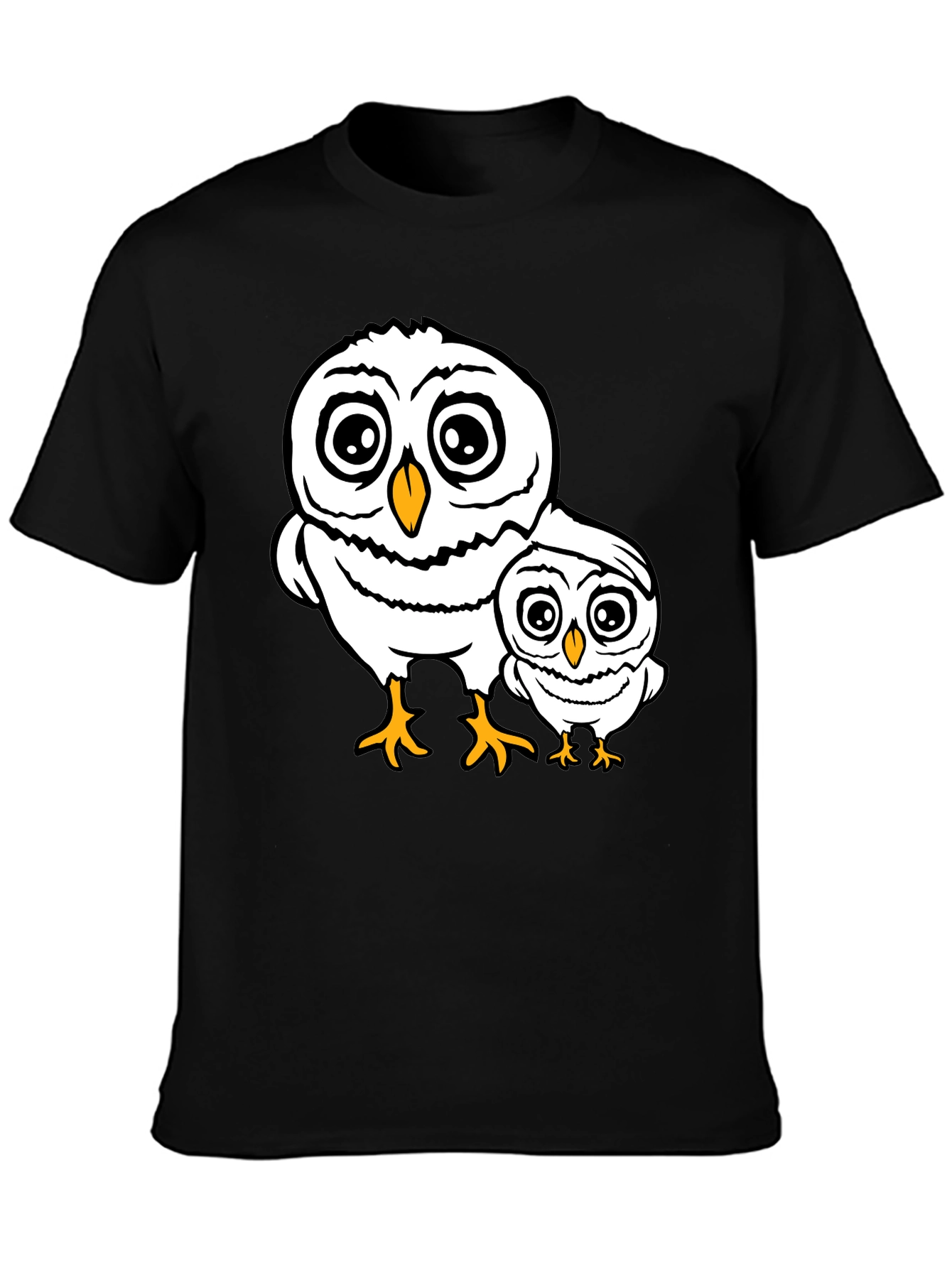 Cute Owl Family T-Shirt - Black Cotton Tee