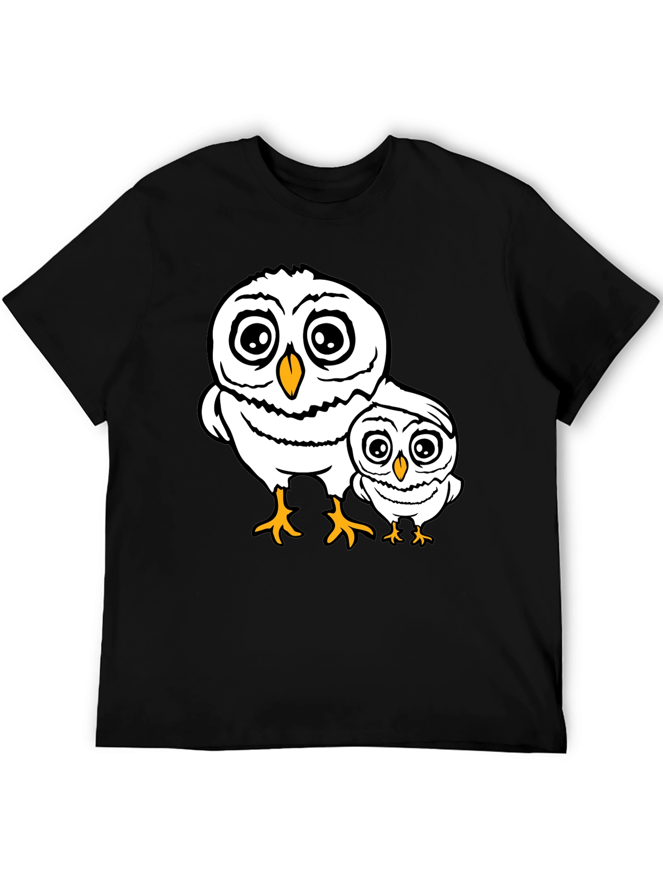 Cute Owl Family T-Shirt - Black Cotton Tee
