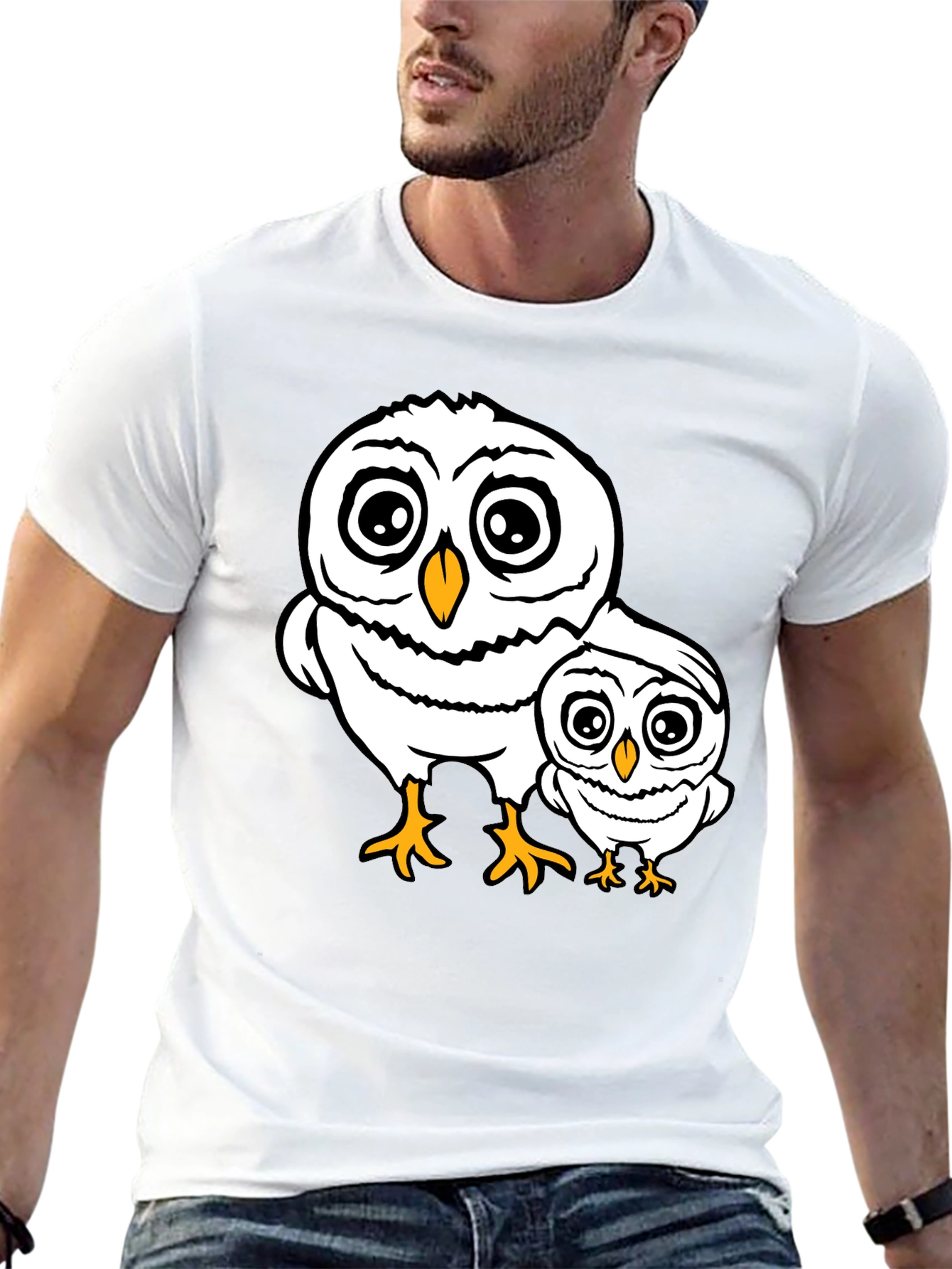 Cute Owl Family T-Shirt - Black Cotton Tee