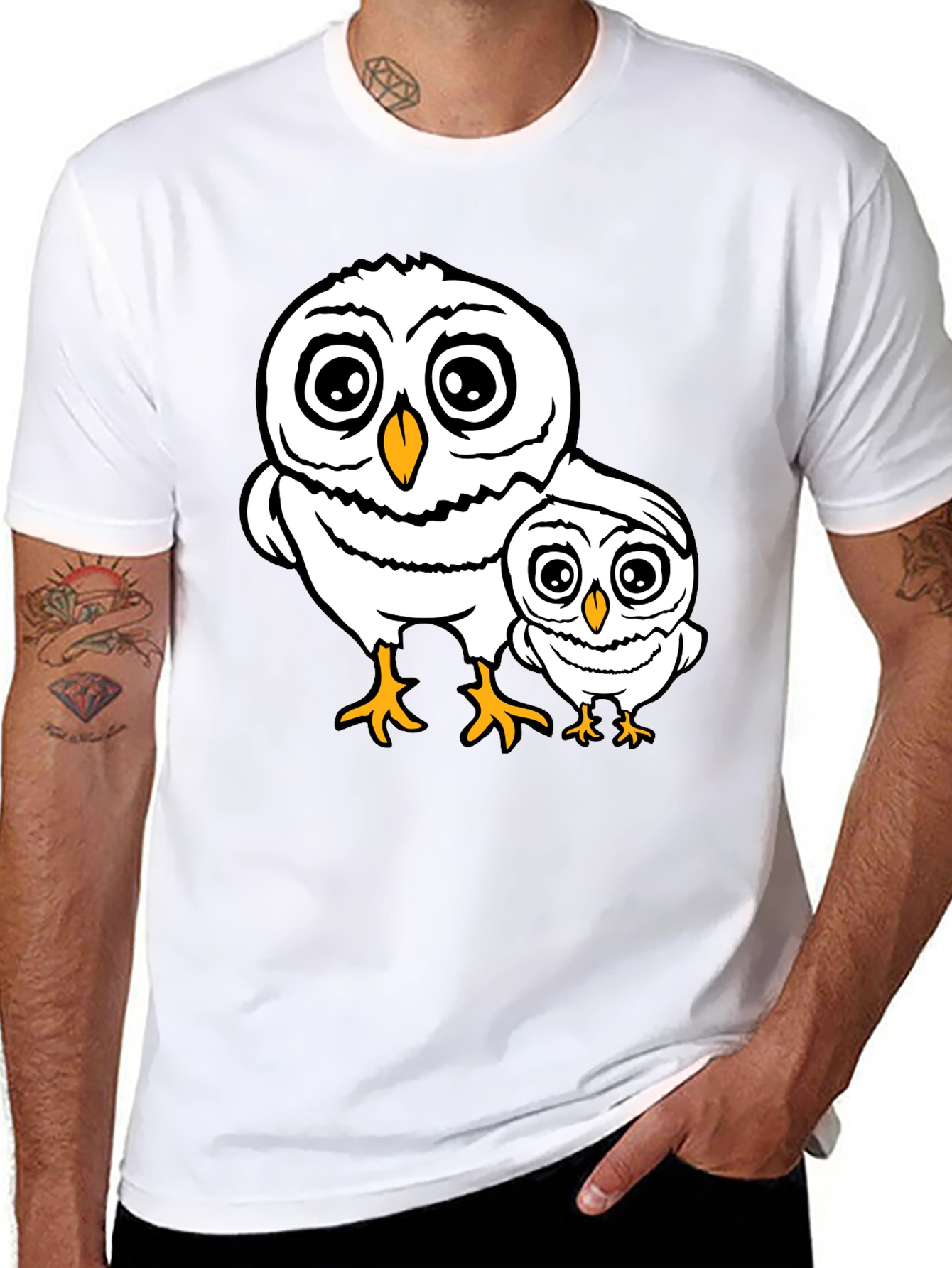 Cute Owl Family T-Shirt - Black Cotton Tee
