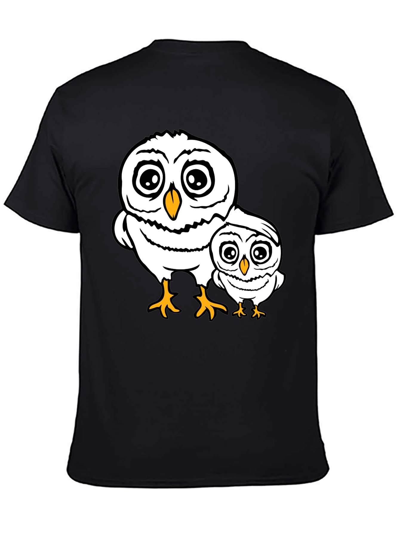 Cute Owl Family T-Shirt - Black Cotton Tee