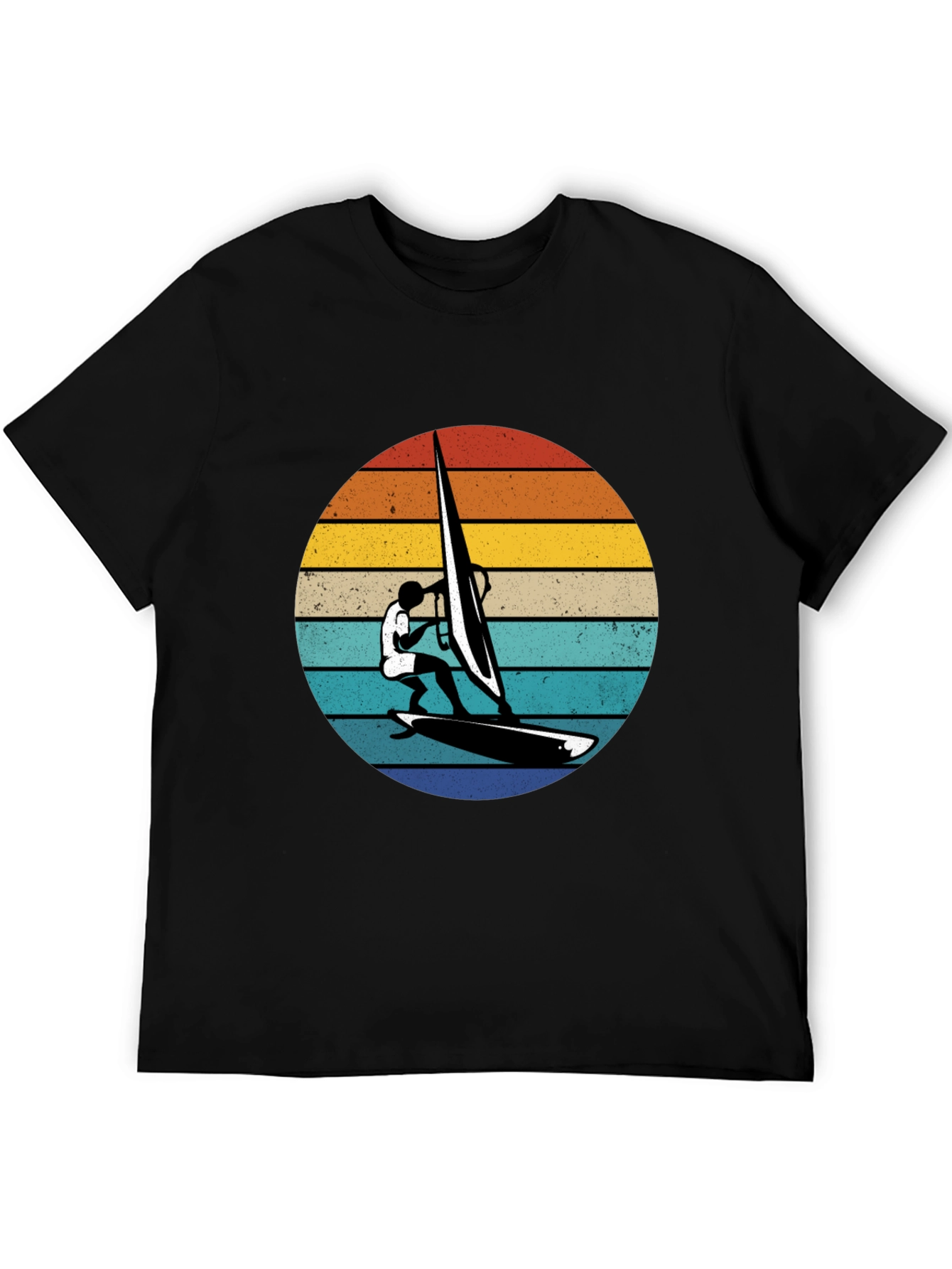 Retro Windsurfer Graphic Tee - Black