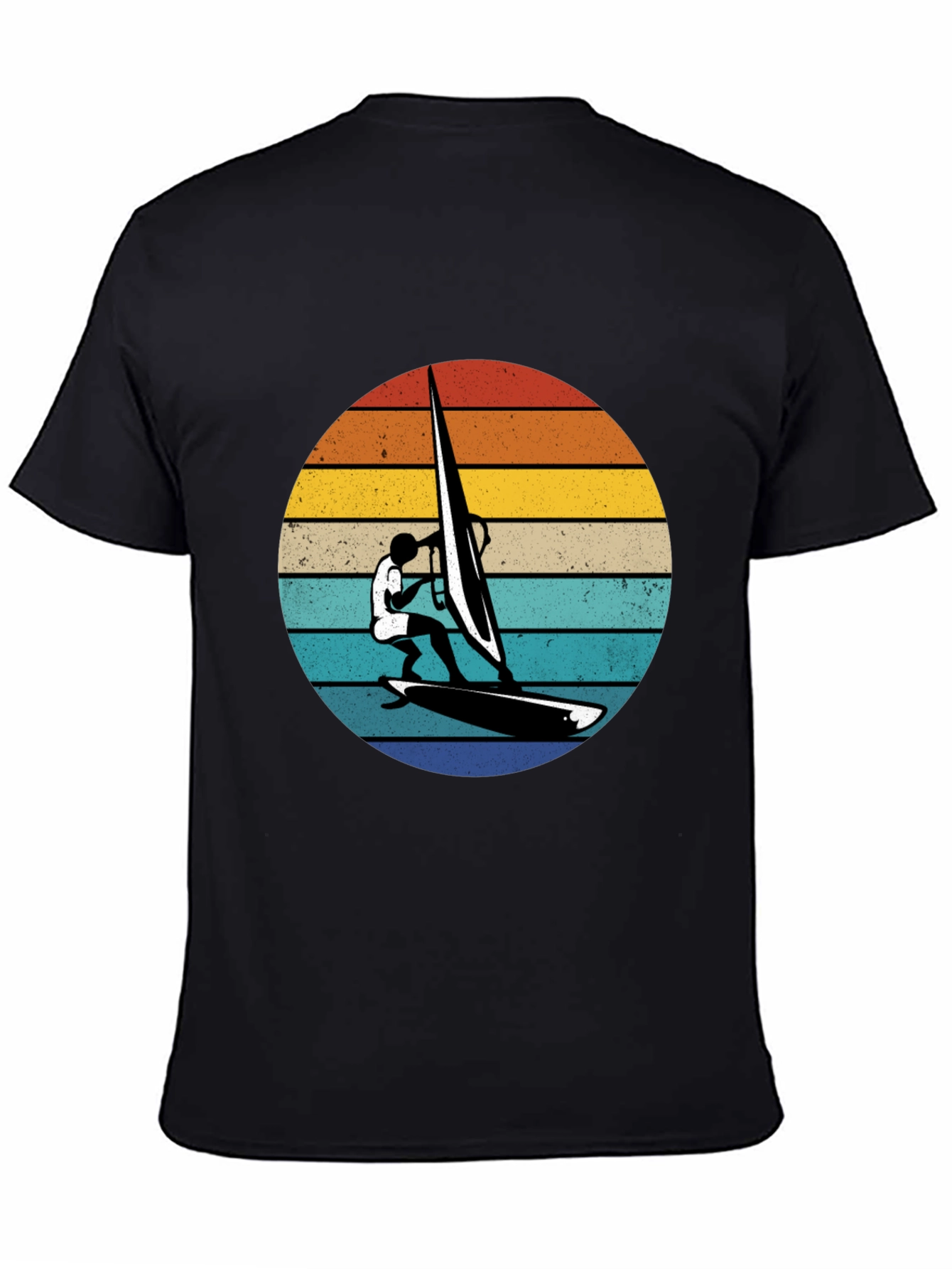 Retro Windsurfer Graphic Tee - Black