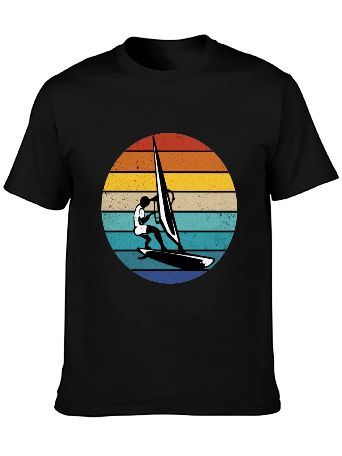 Retro Windsurfer Graphic Tee - Black