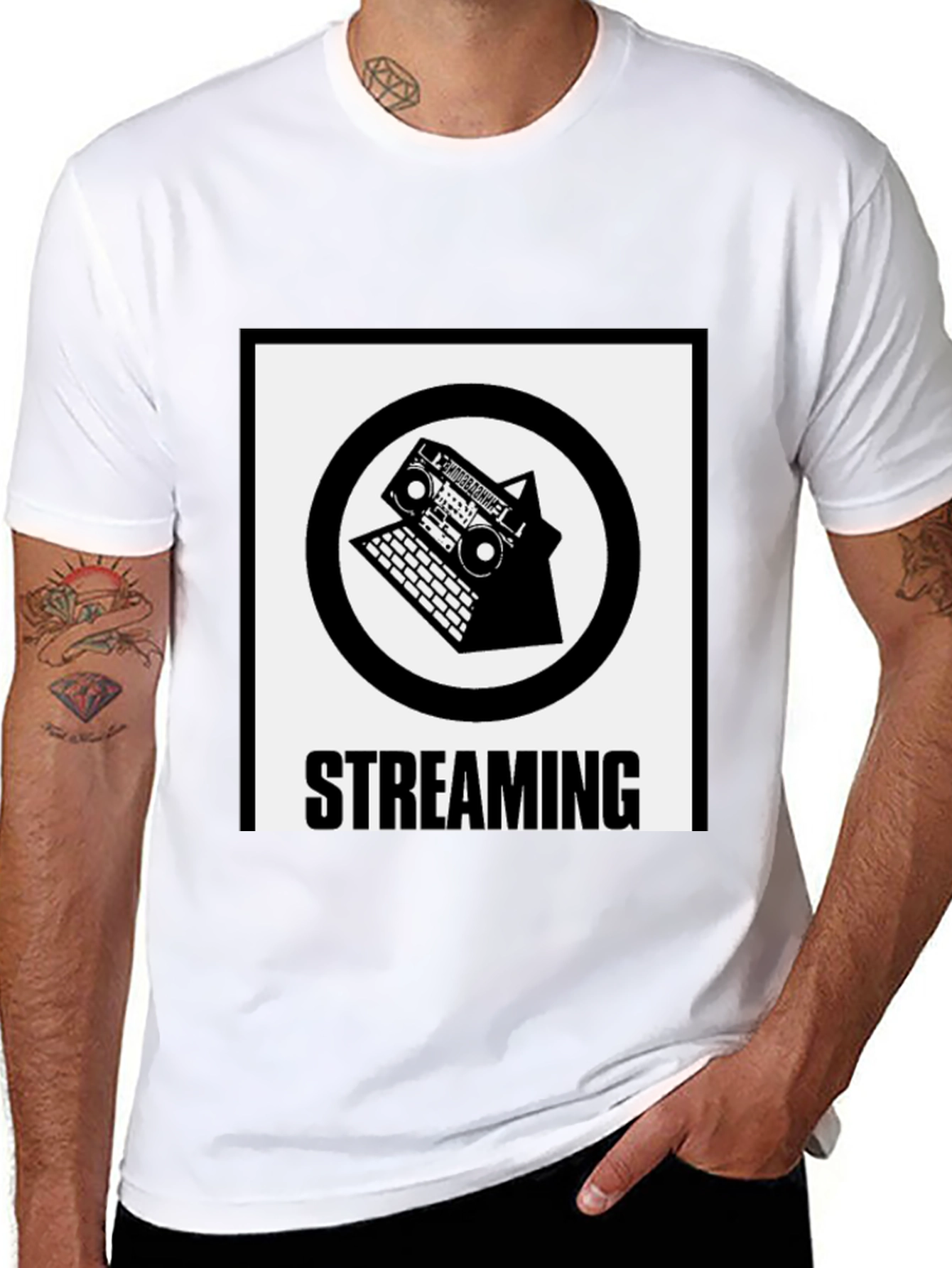 Streaming Boombox Laptop Graphic T-Shirt