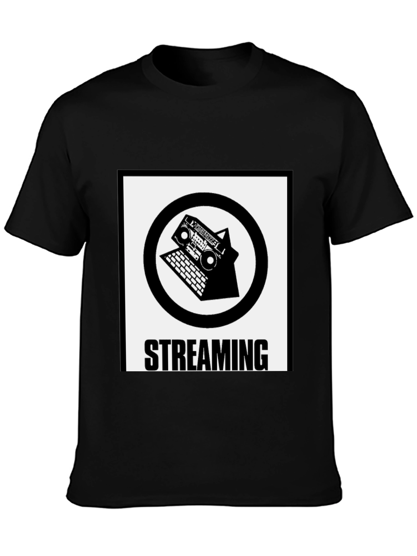 Streaming Boombox Laptop Graphic T-Shirt