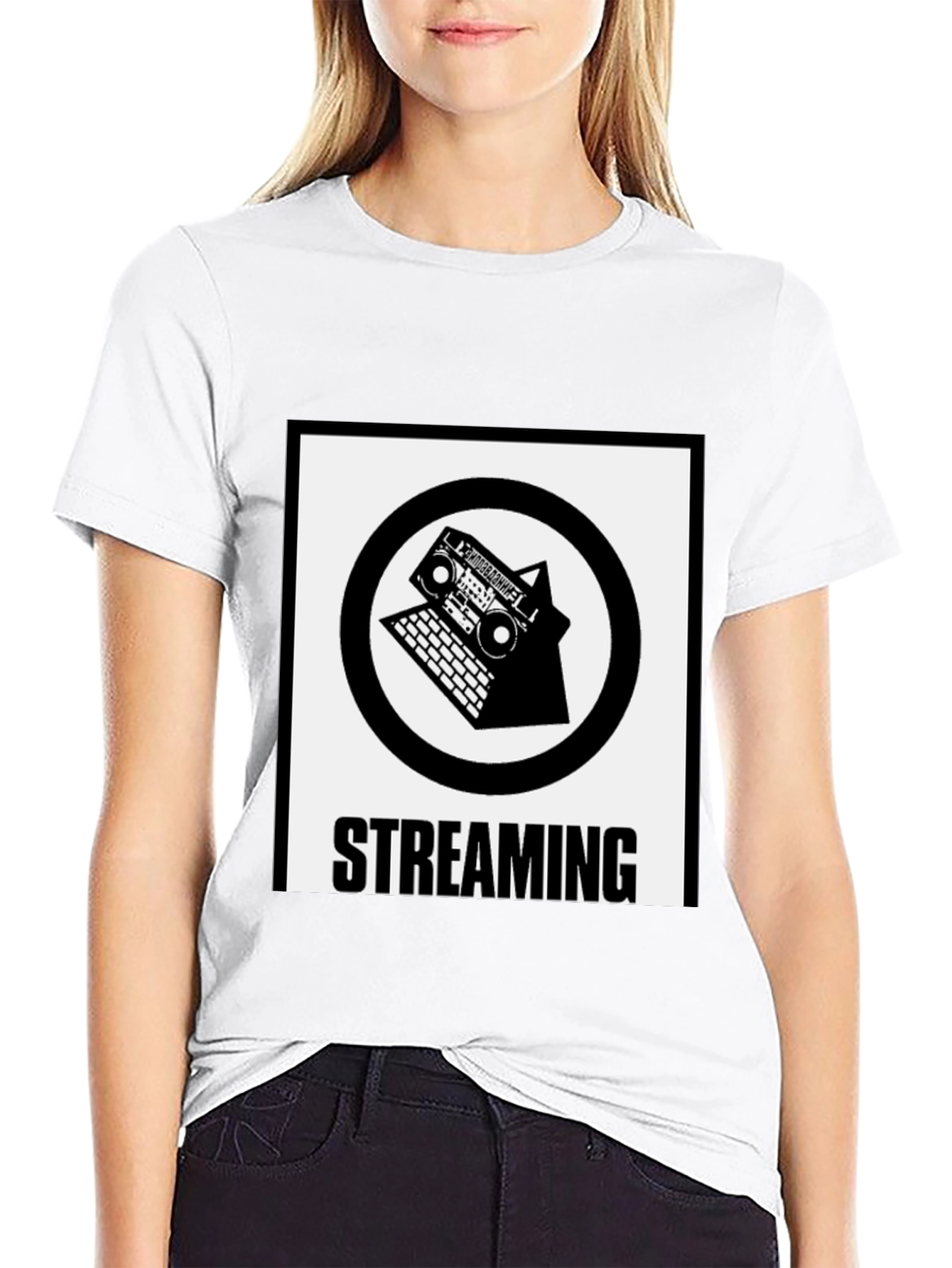 Streaming Boombox Laptop Graphic T-Shirt
