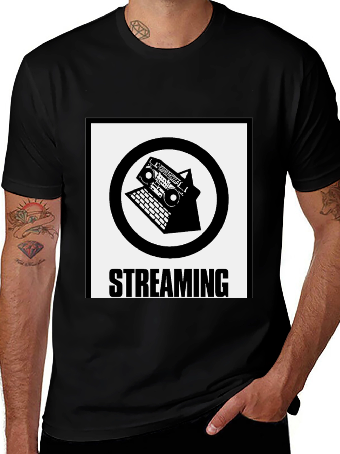 Streaming Boombox Laptop Graphic T-Shirt