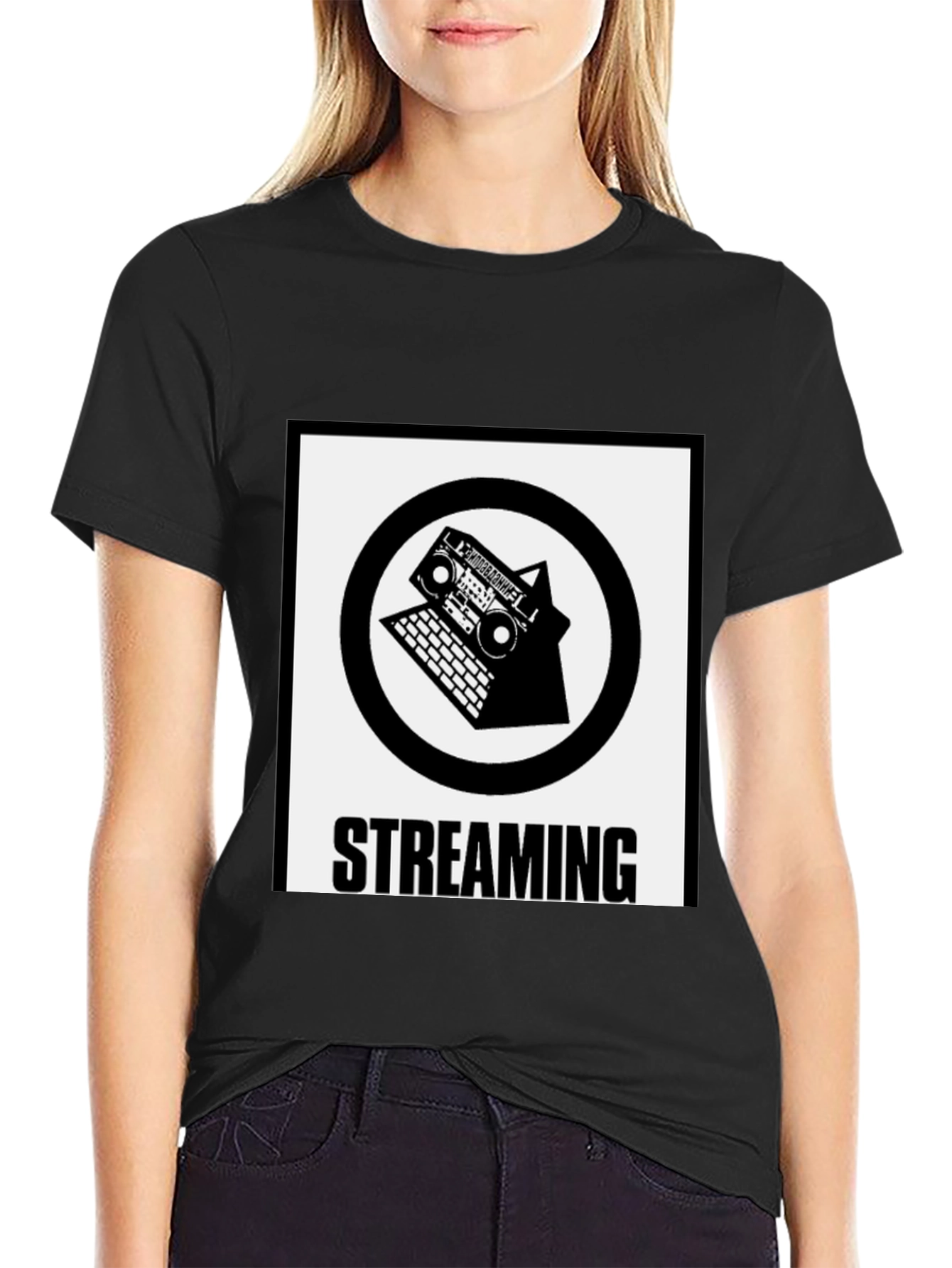 Streaming Boombox Laptop Graphic T-Shirt