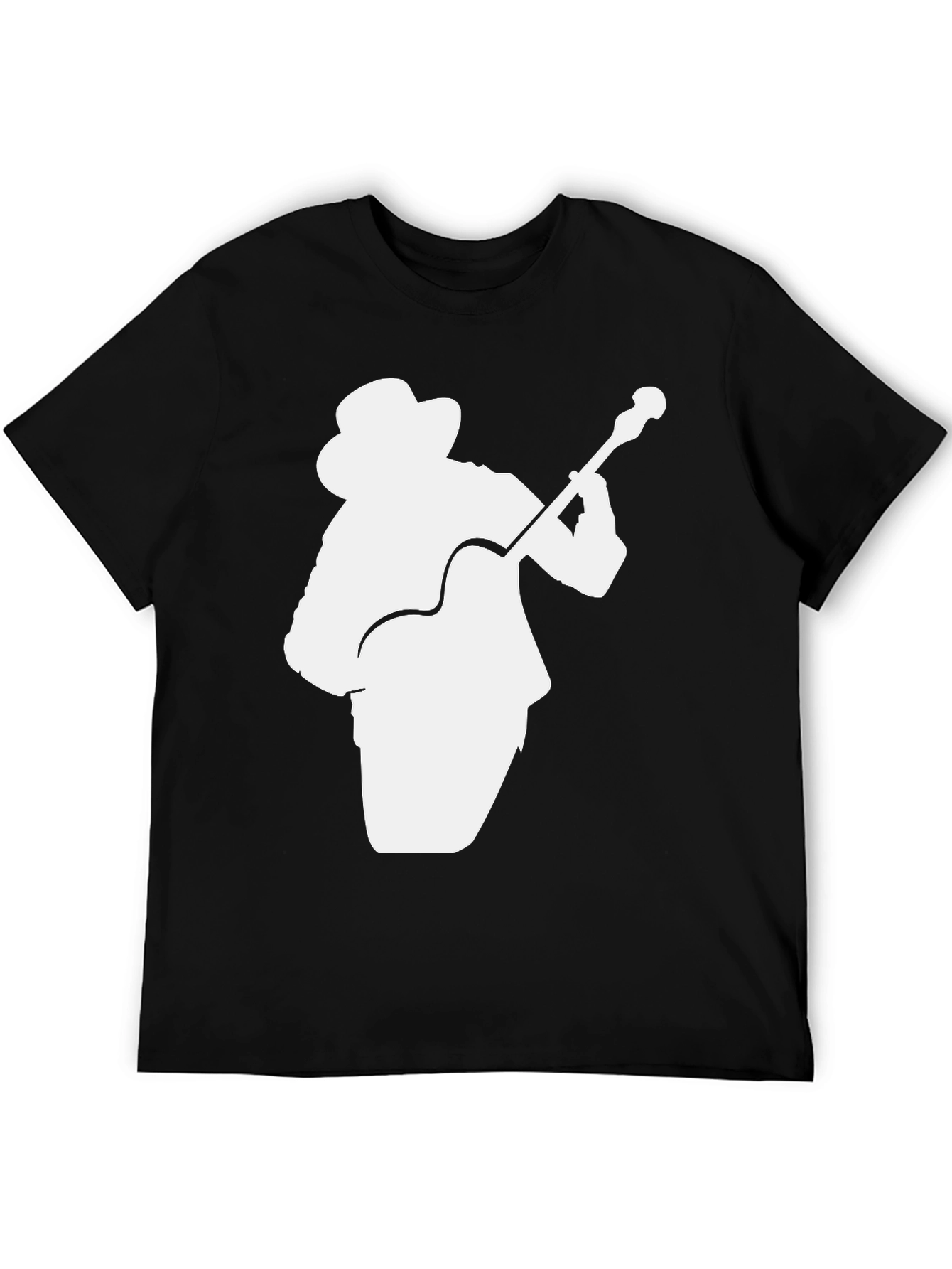 Black T-Shirt with Guitar Player Silhouette