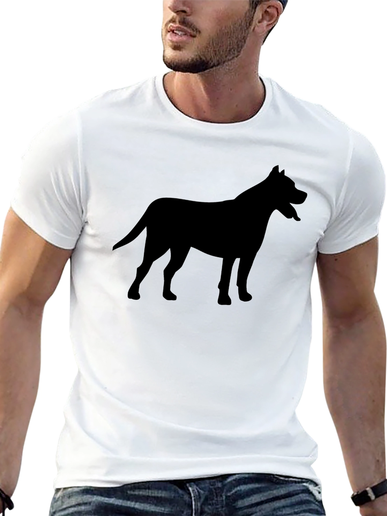 Black Dog Silhouette Graphic T-Shirt