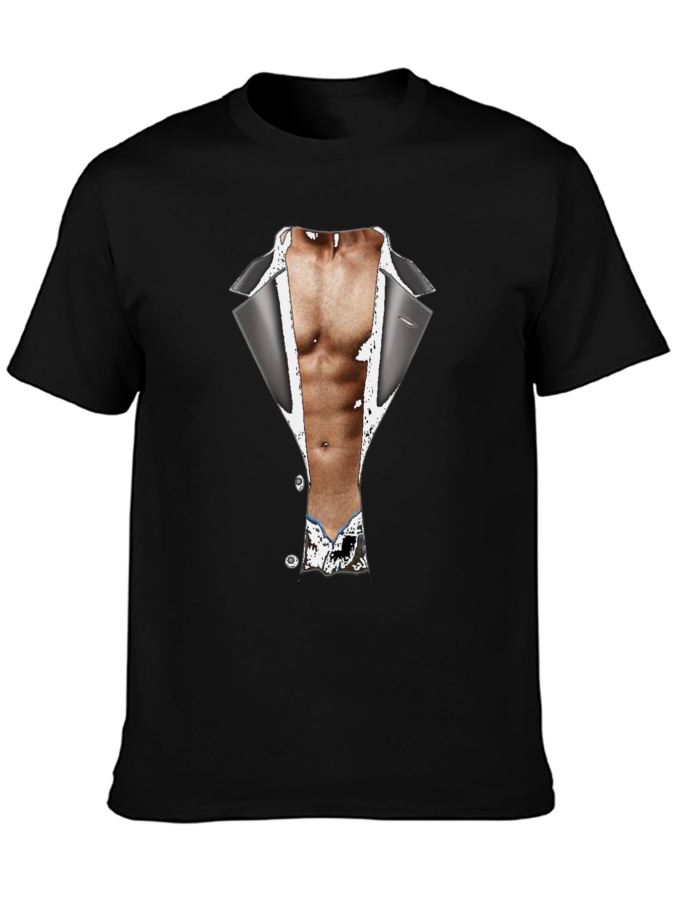 Novelty Tuxedo Body Print Black T-Shirt