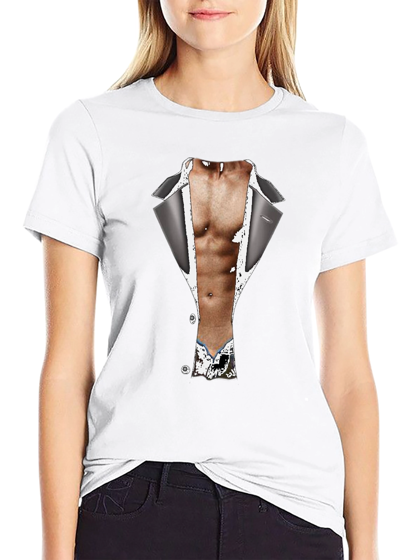 Novelty Tuxedo Body Print Black T-Shirt