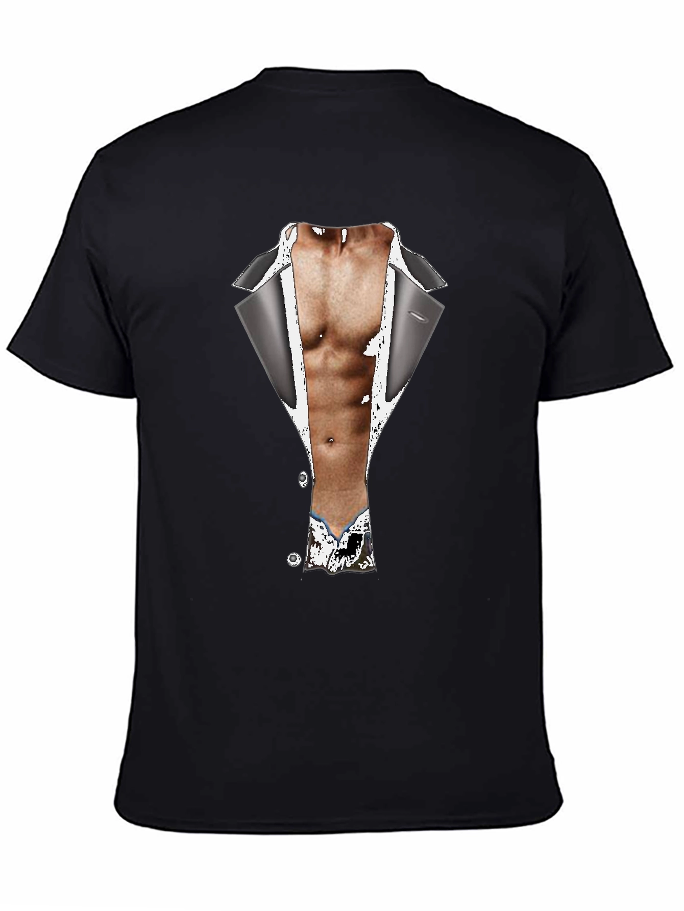 Novelty Tuxedo Body Print Black T-Shirt