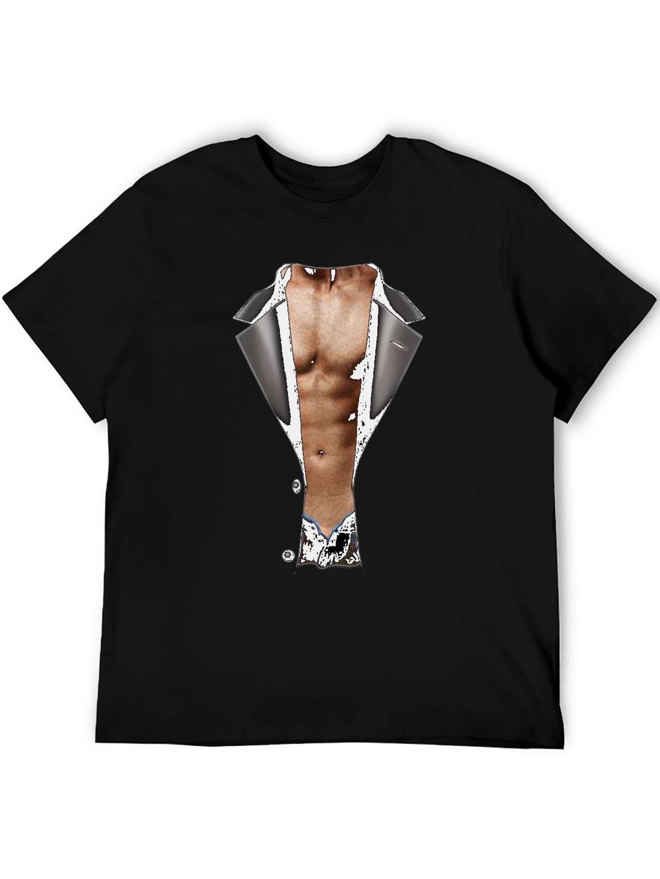 Novelty Tuxedo Body Print Black T-Shirt