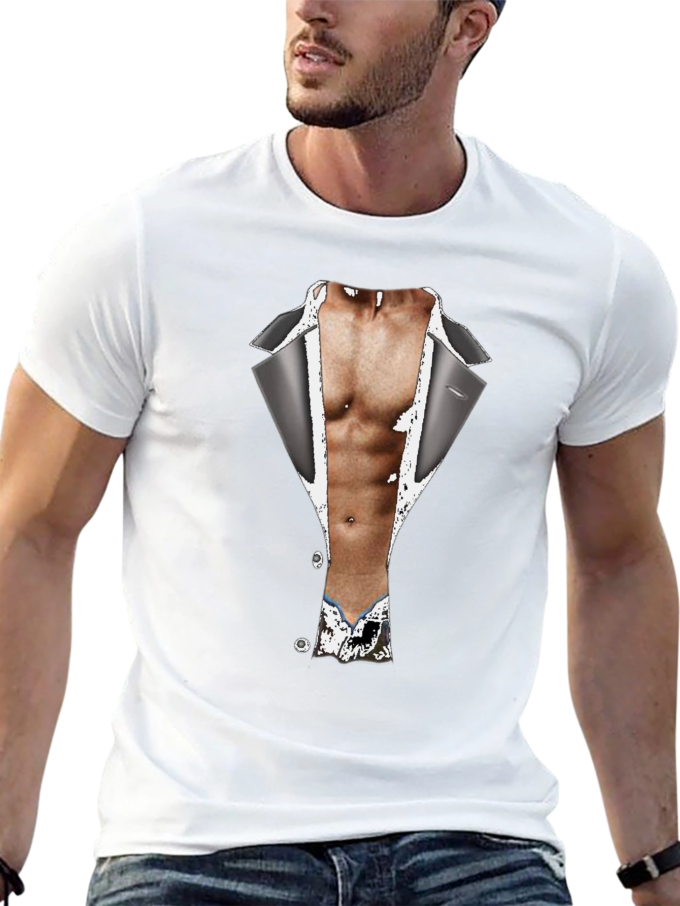 Novelty Tuxedo Body Print Black T-Shirt