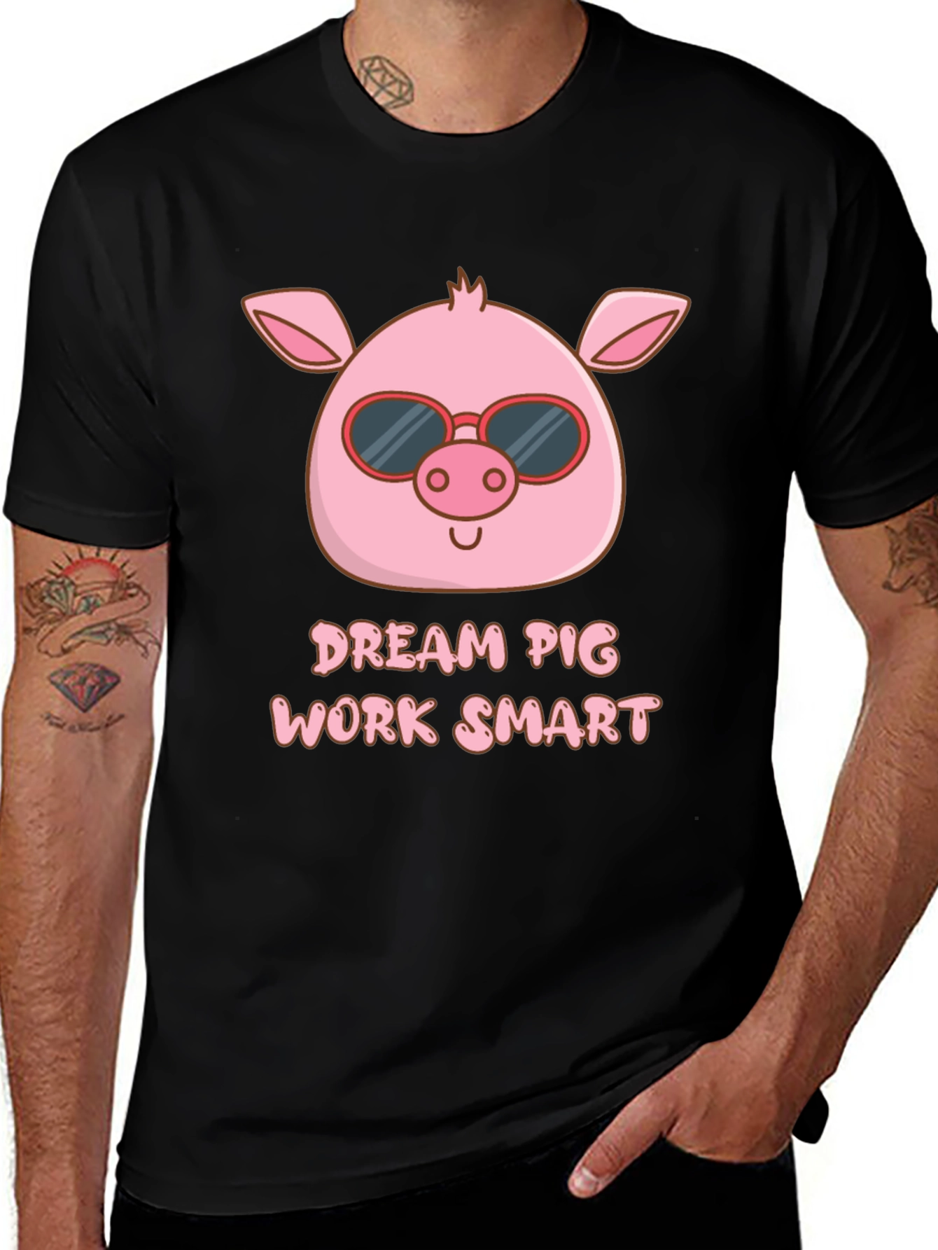 Dream Pig Work Smart Graphic T-Shirt