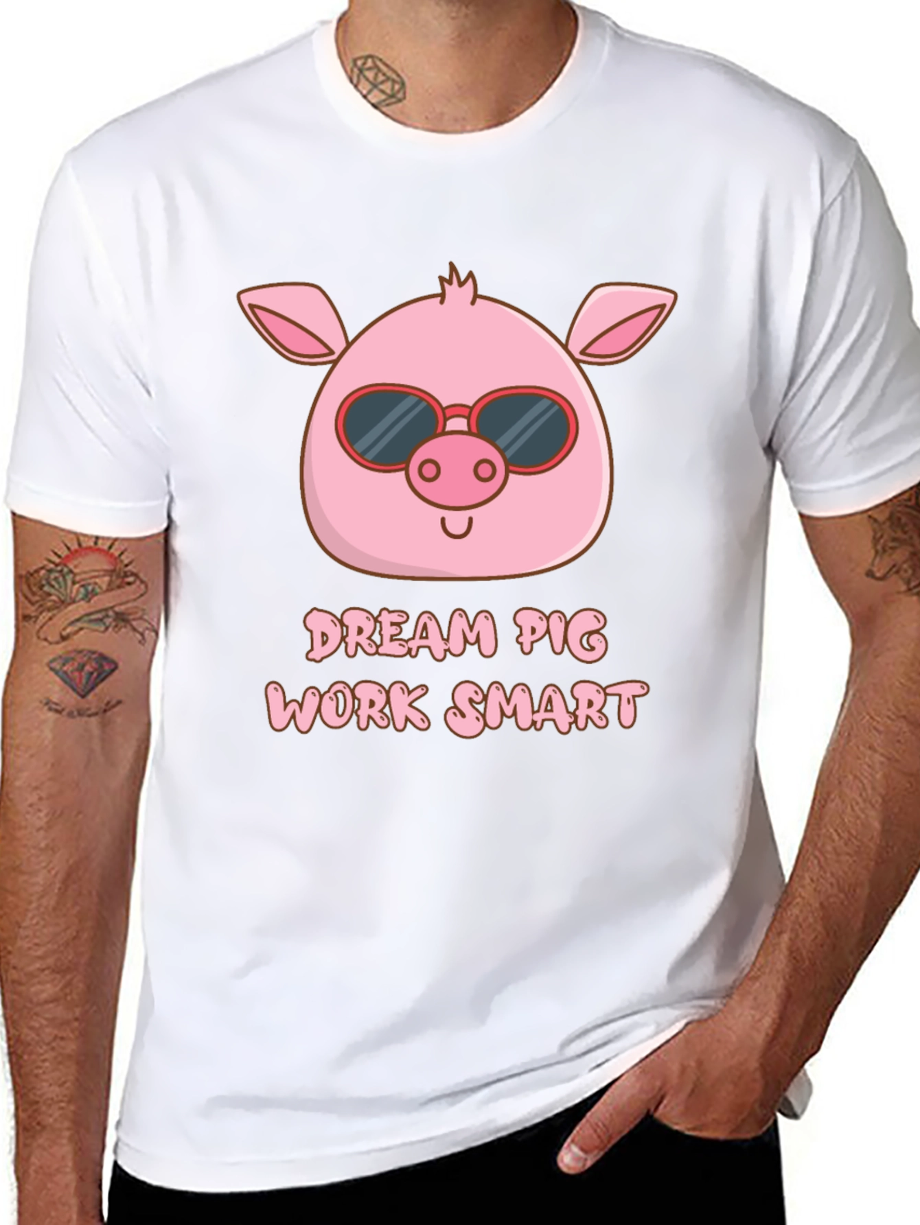 Dream Pig Work Smart Graphic T-Shirt