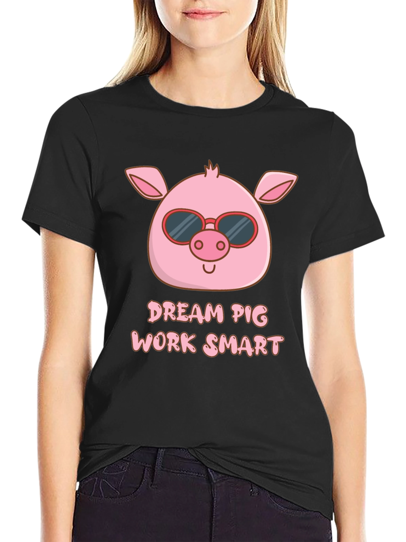 Dream Pig Work Smart Graphic T-Shirt