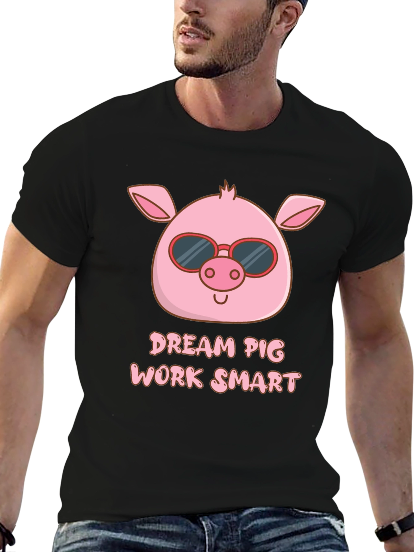 Dream Pig Work Smart Graphic T-Shirt