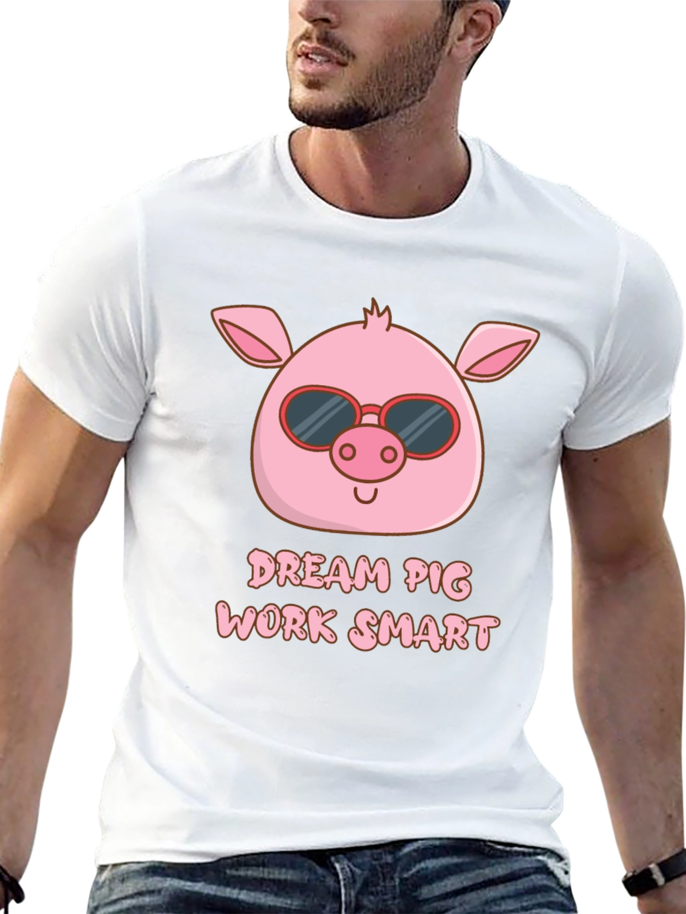 Dream Pig Work Smart Graphic T-Shirt