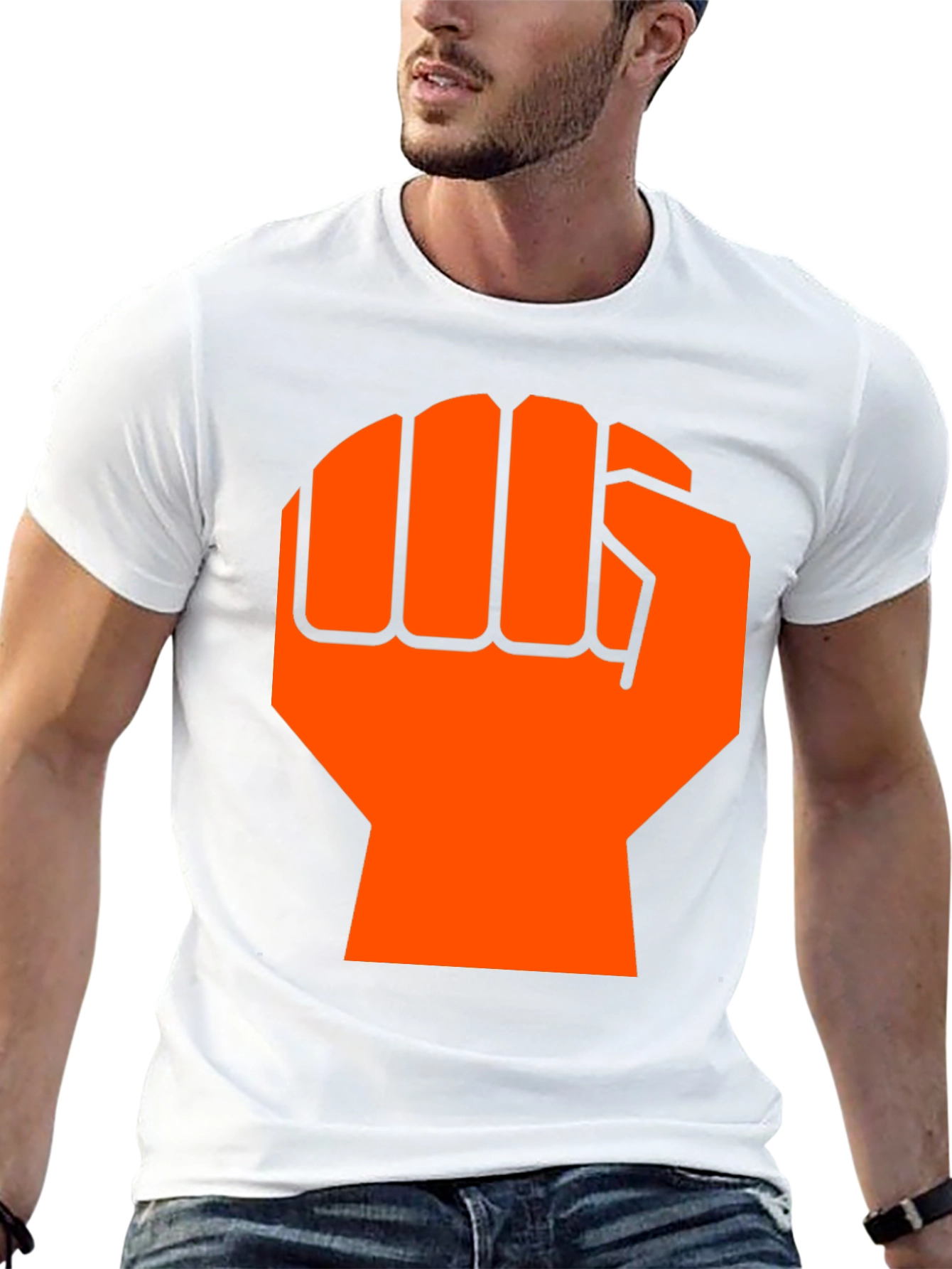 Orange Fist Graphic Black T-Shirt