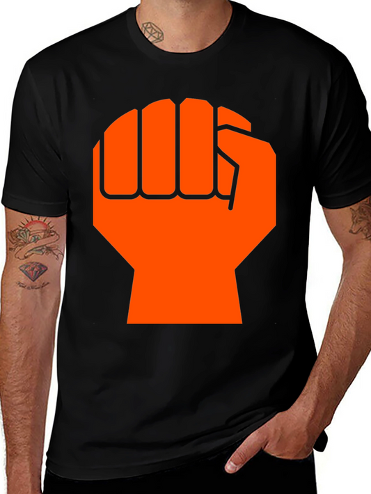 Orange Fist Graphic Black T-Shirt