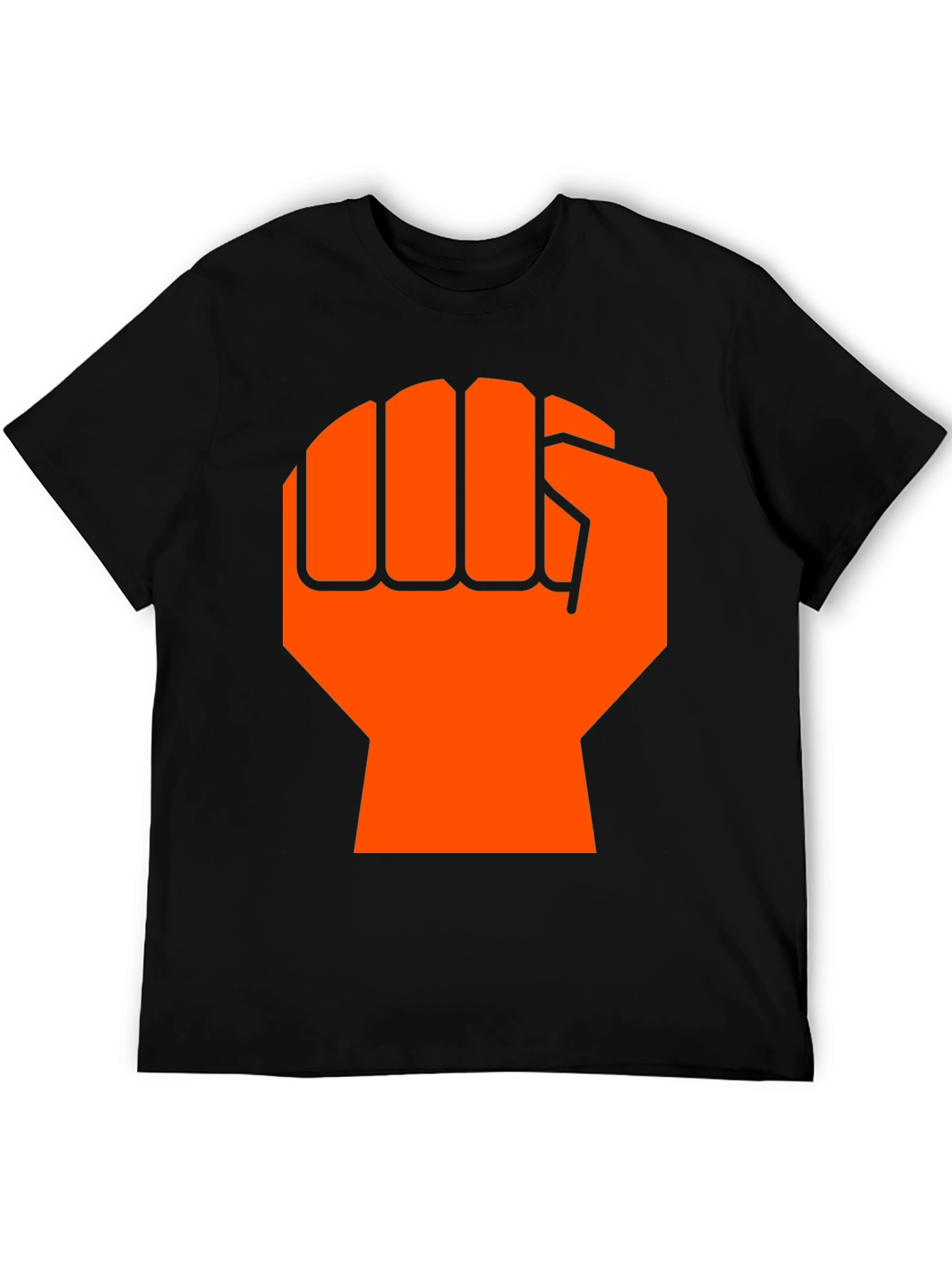 Orange Fist Graphic Black T-Shirt