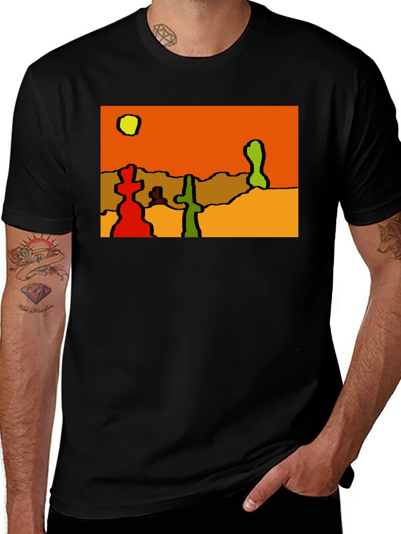 Abstract Desert Scene Black T-Shirt