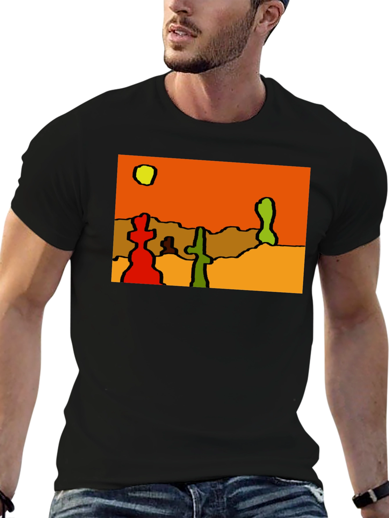 Abstract Desert Scene Black T-Shirt