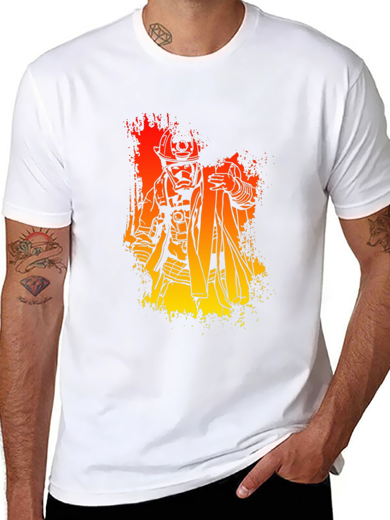 Firefighter Graphic Print T-Shirt
