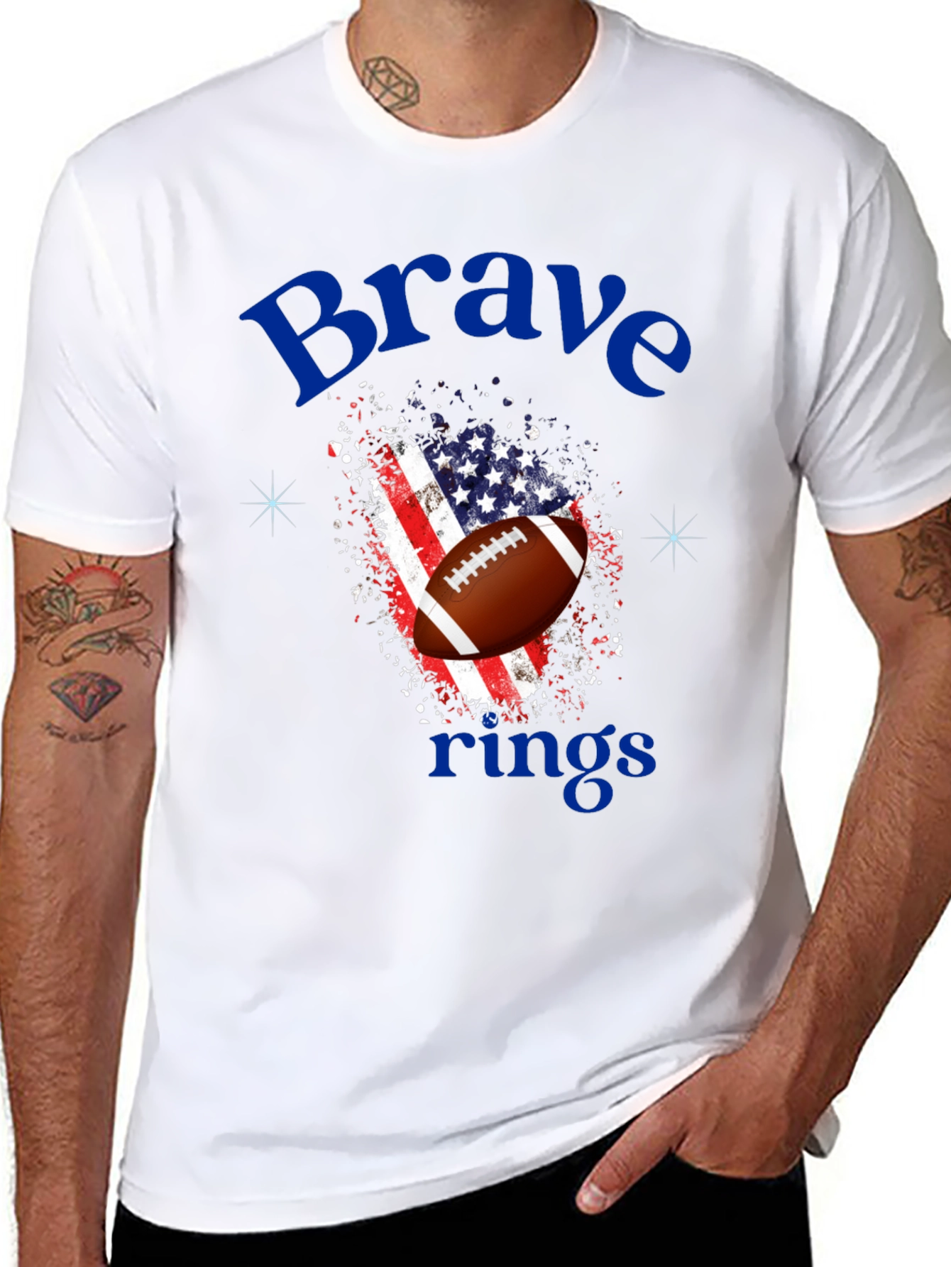 Brave Rings Patriotic Football T-Shirt
