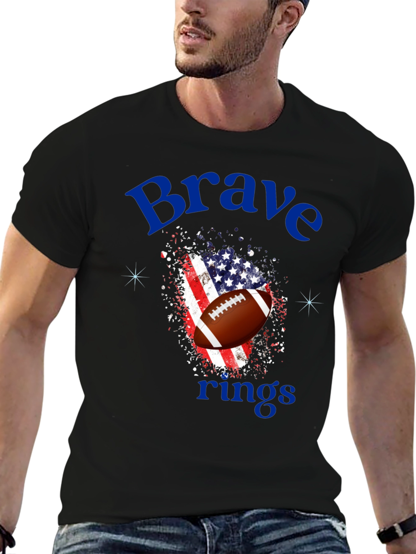Brave Rings Patriotic Football T-Shirt