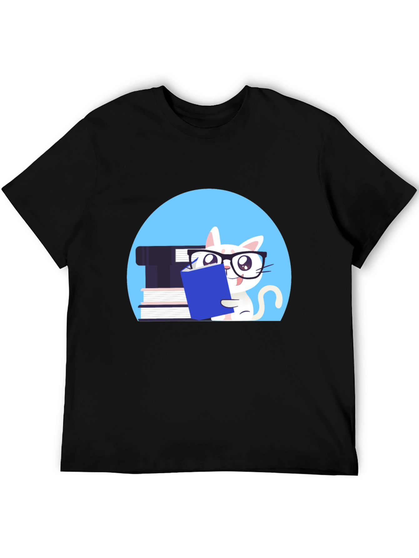 Reading Cat Graphic Tee - Unisex Cotton T-Shirt