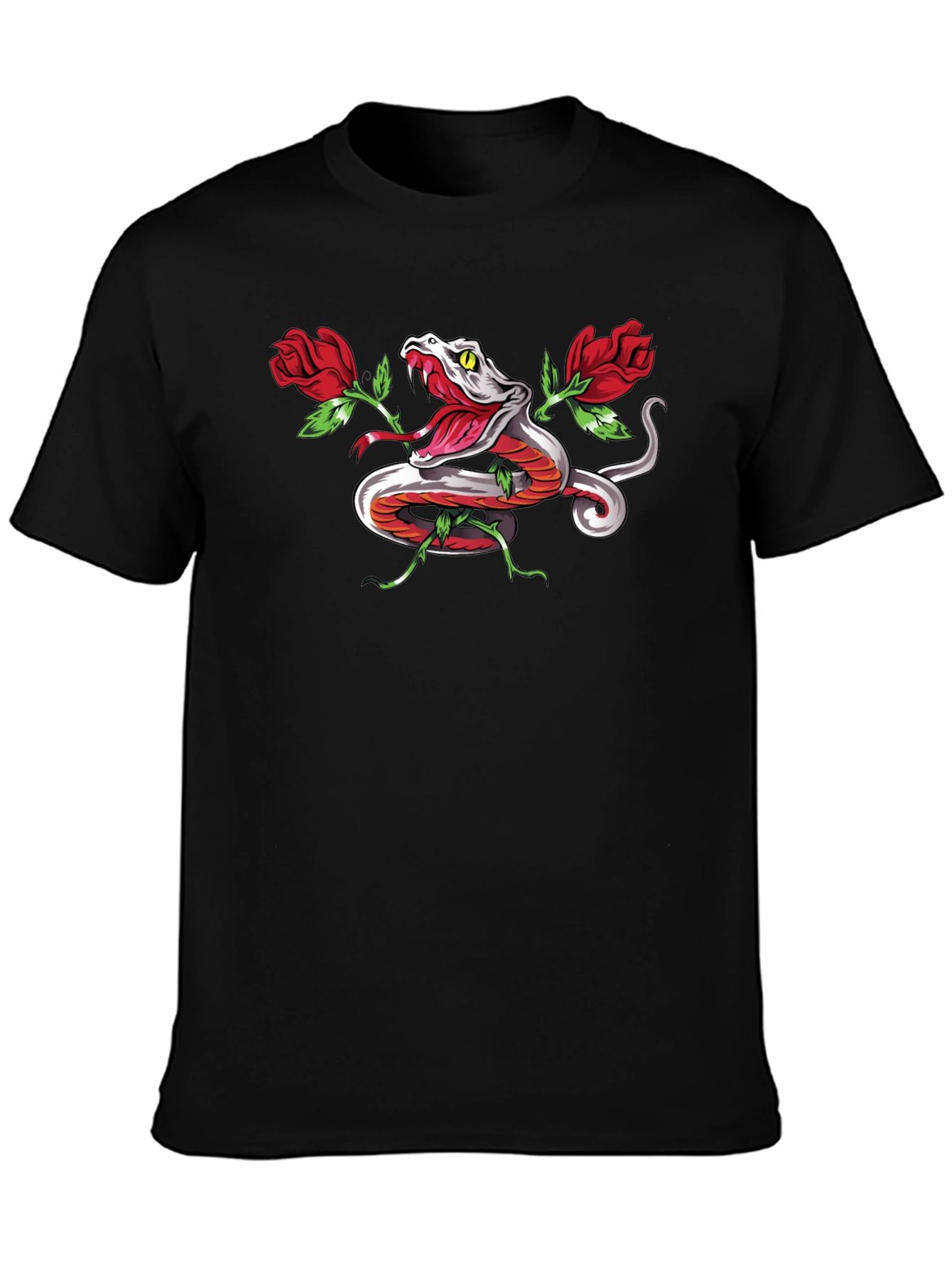 Snake & Roses Graphic T-Shirt - Bold Design
