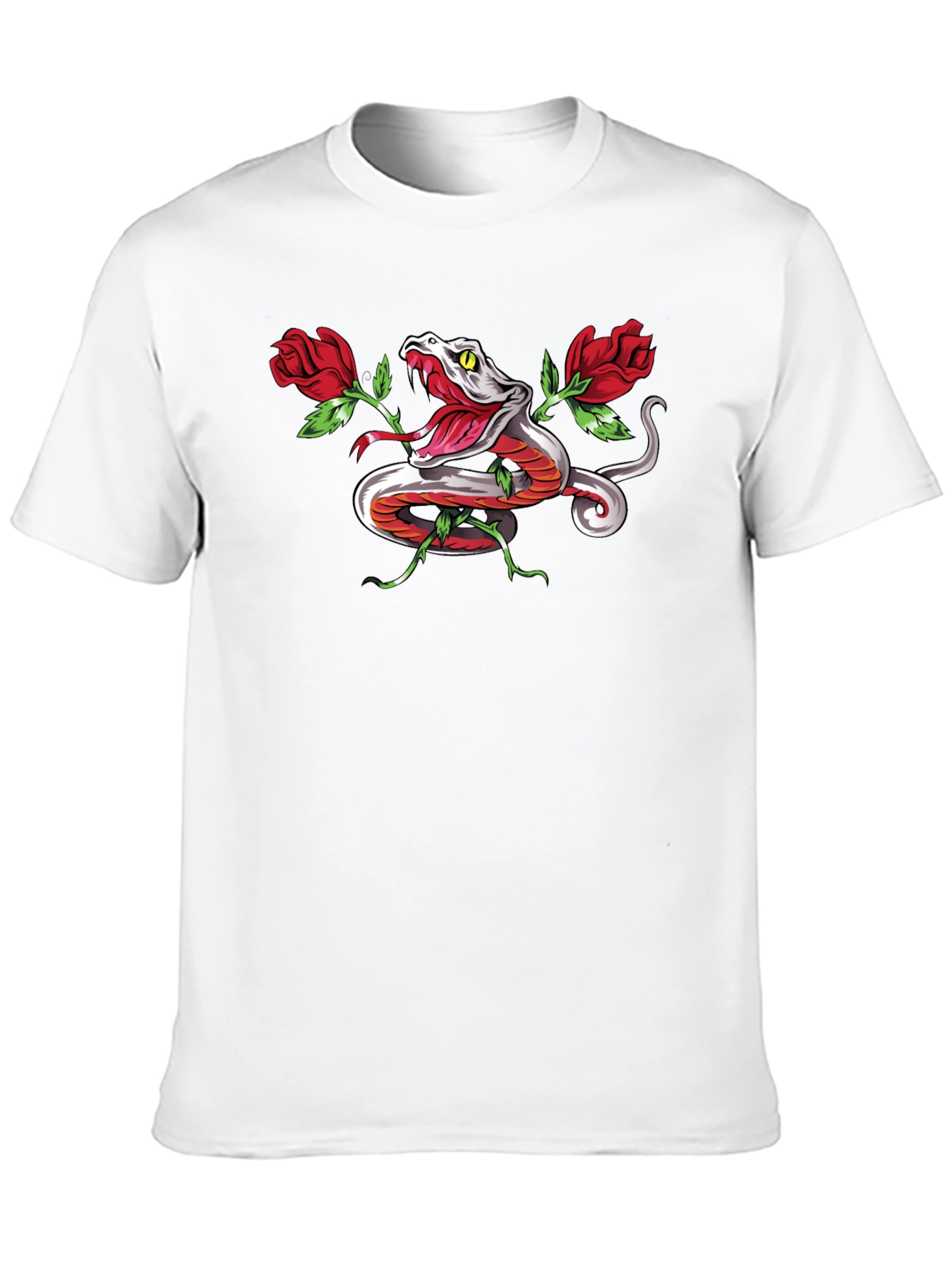 Snake & Roses Graphic T-Shirt - Bold Design