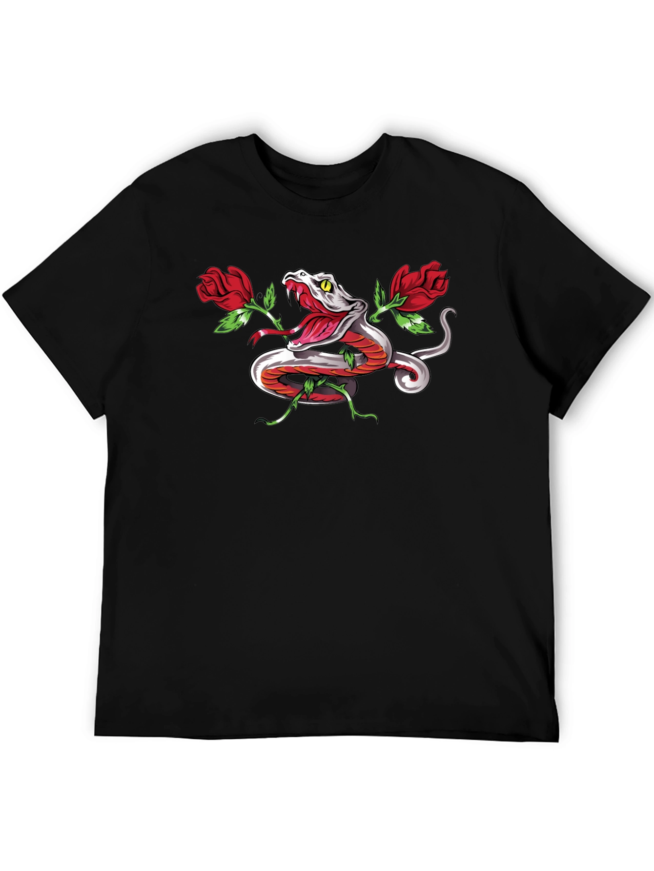 Snake & Roses Graphic T-Shirt - Bold Design