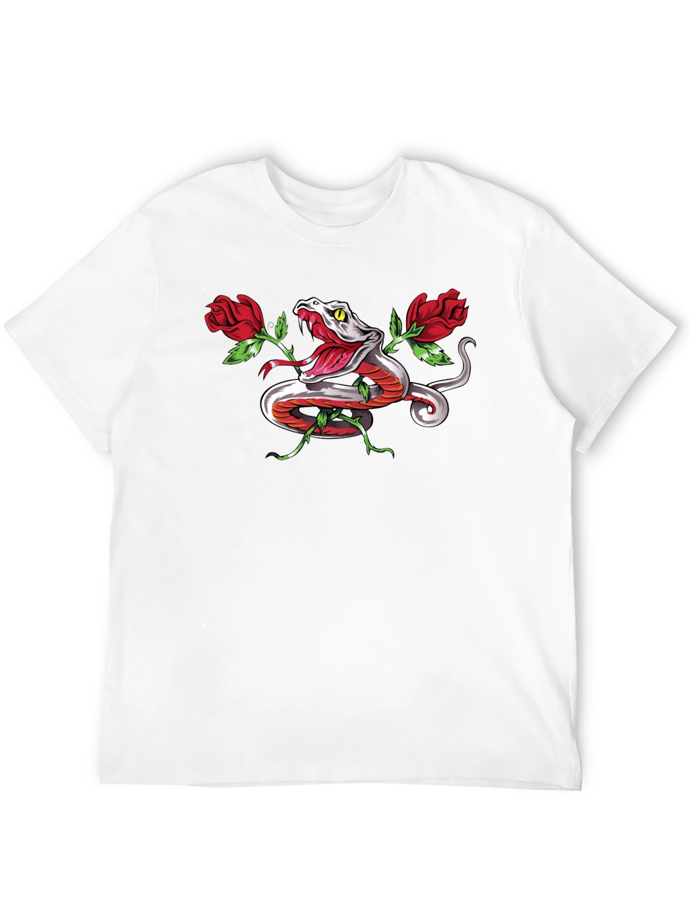 Snake & Roses Graphic T-Shirt - Bold Design
