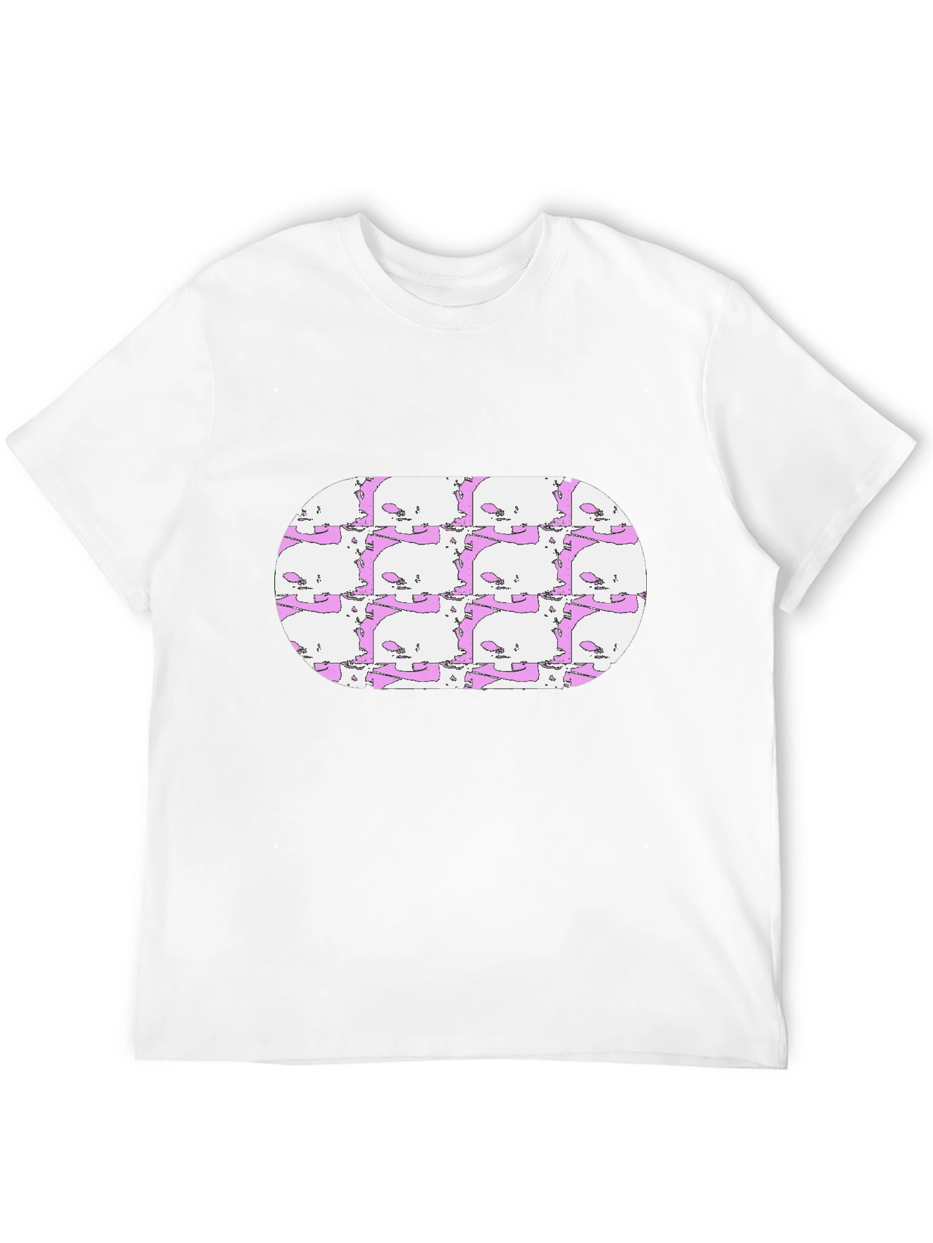 Skull Pattern Tee - Mens Black Crew Neck T-Shirt