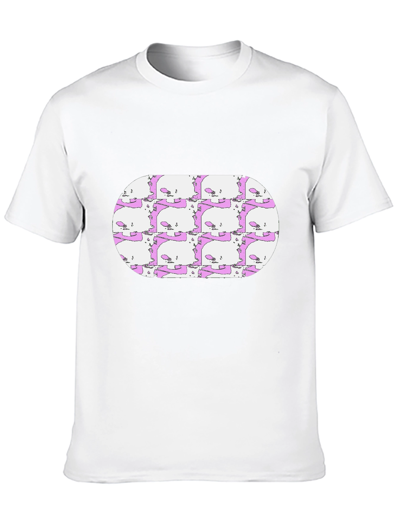 Skull Pattern Tee - Mens Black Crew Neck T-Shirt