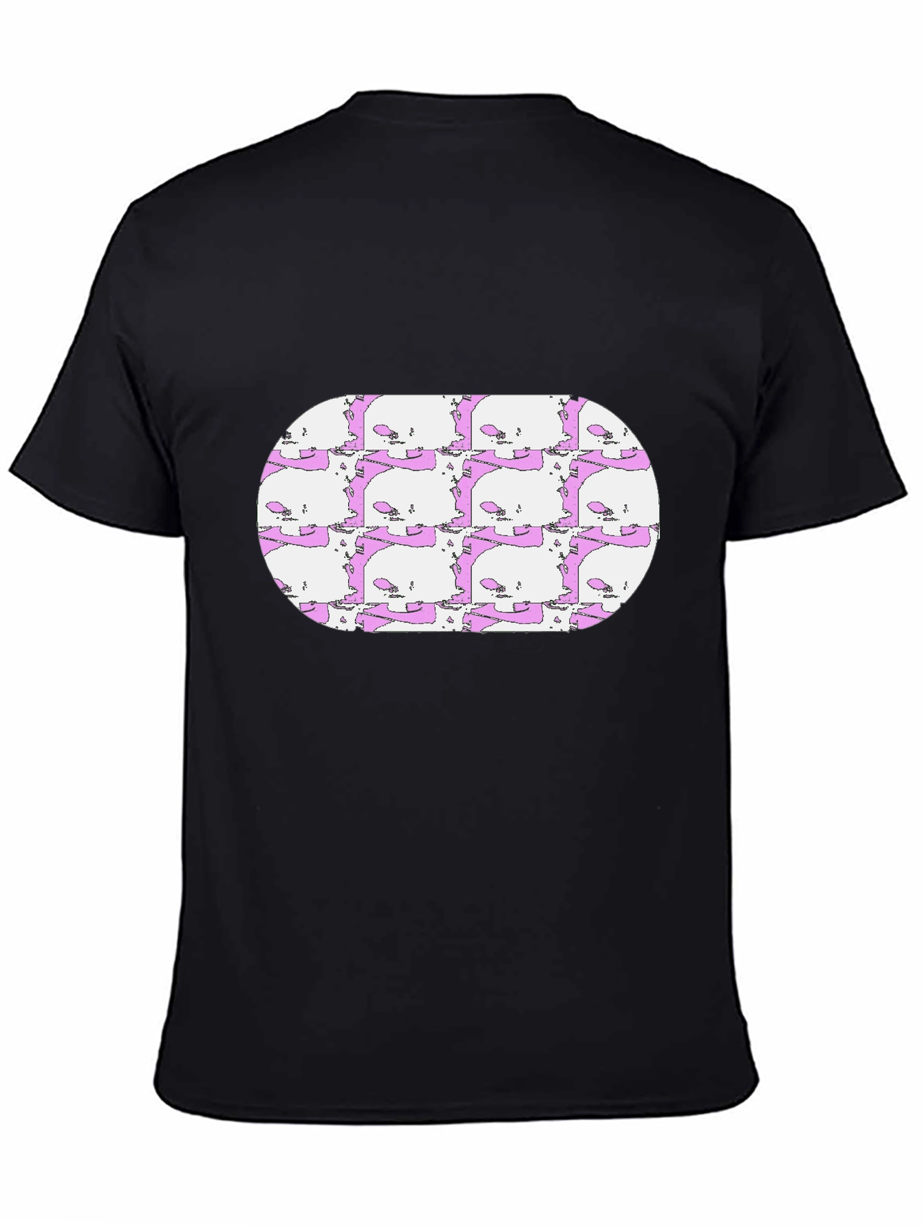 Skull Pattern Tee - Mens Black Crew Neck T-Shirt