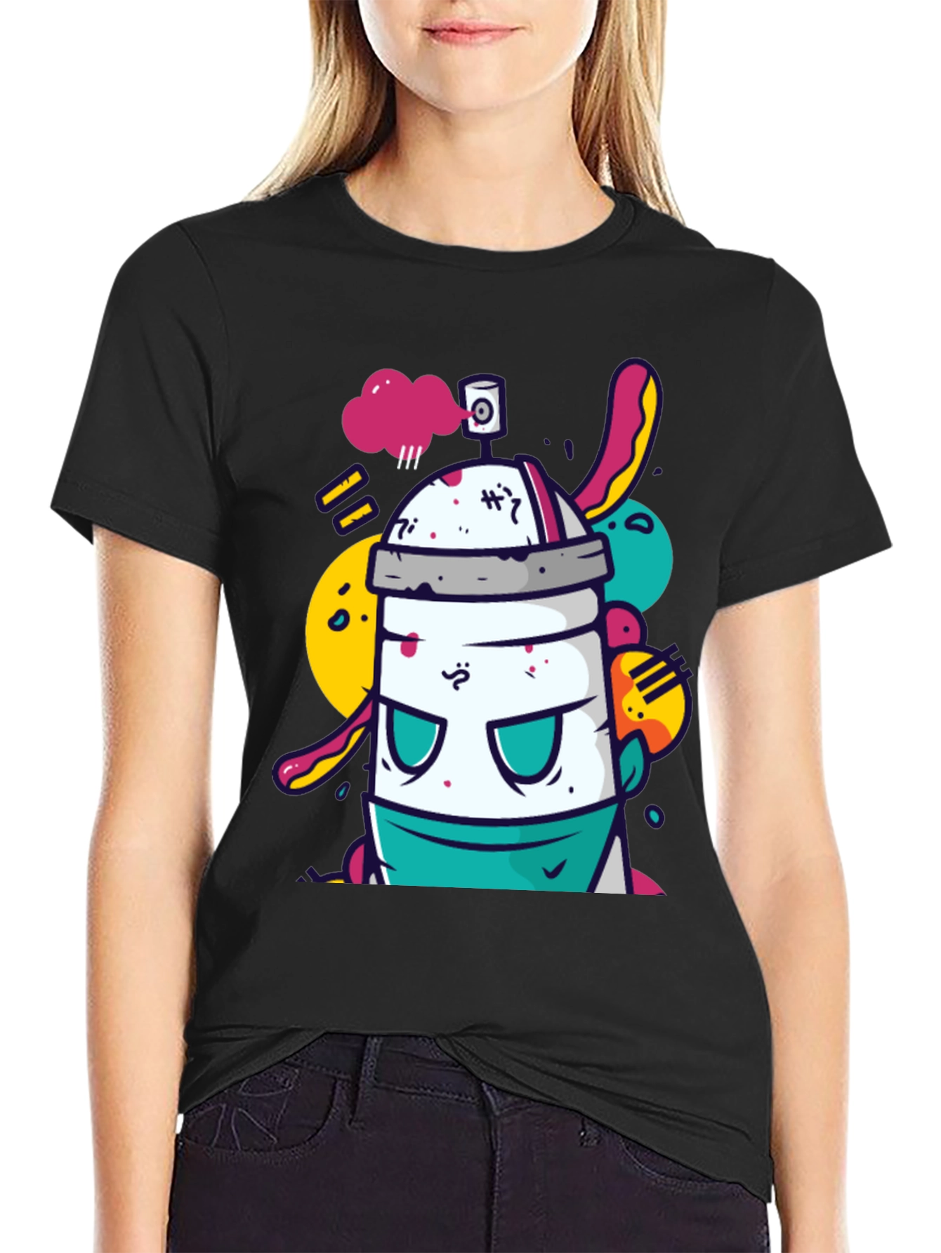 Funky Spray Can Graphic T-Shirt
