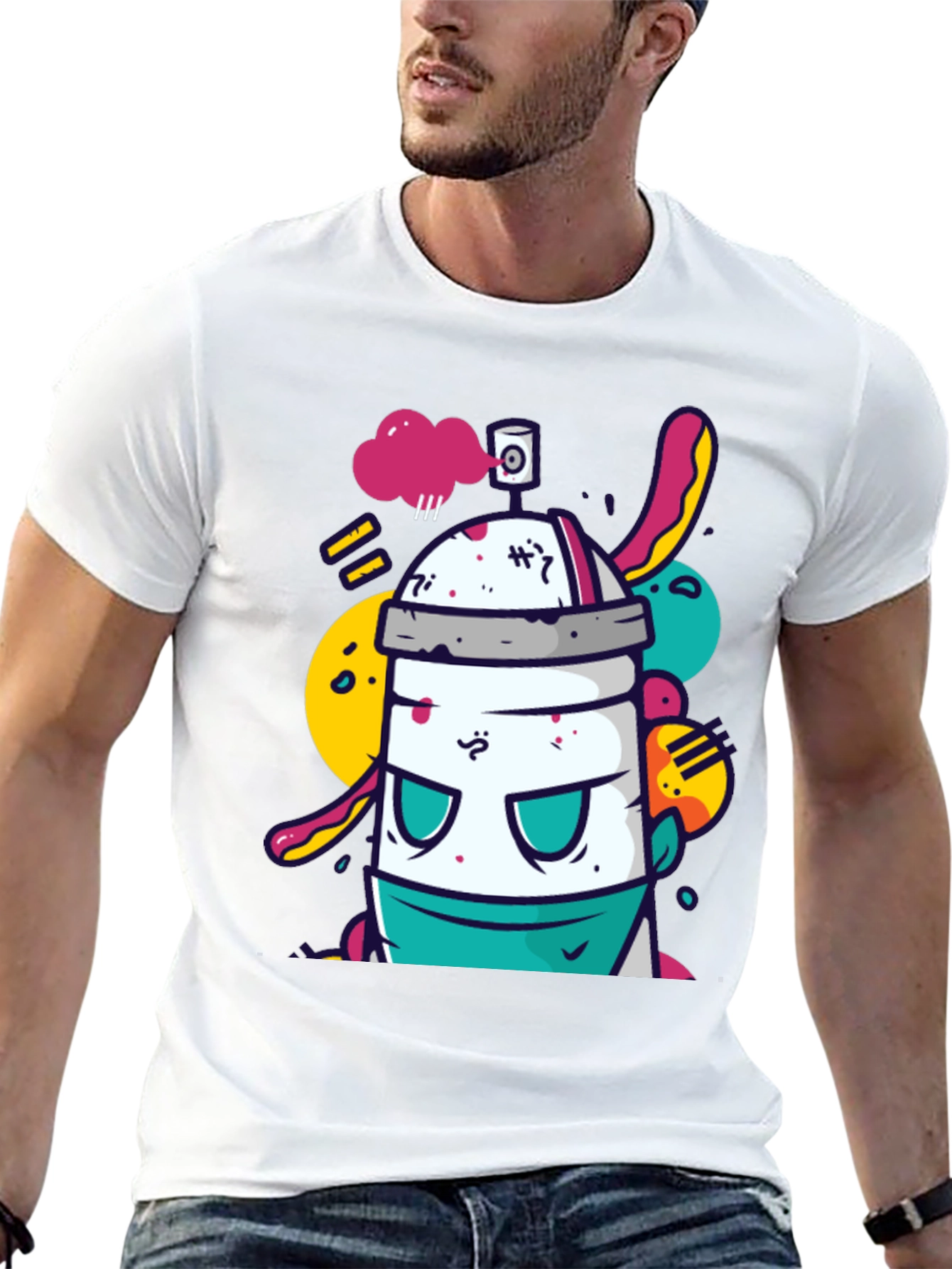 Funky Spray Can Graphic T-Shirt